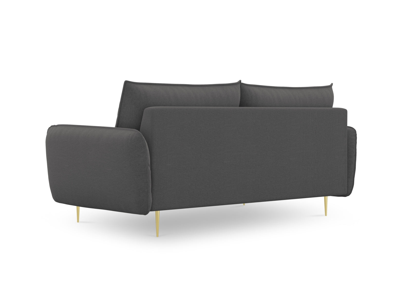 Modernes 3-Sitzer Sofa "Vienna" in edlem Dunkelgrau, verziert mit goldenen Details, perfekt für ein stilvolles Ambiente.