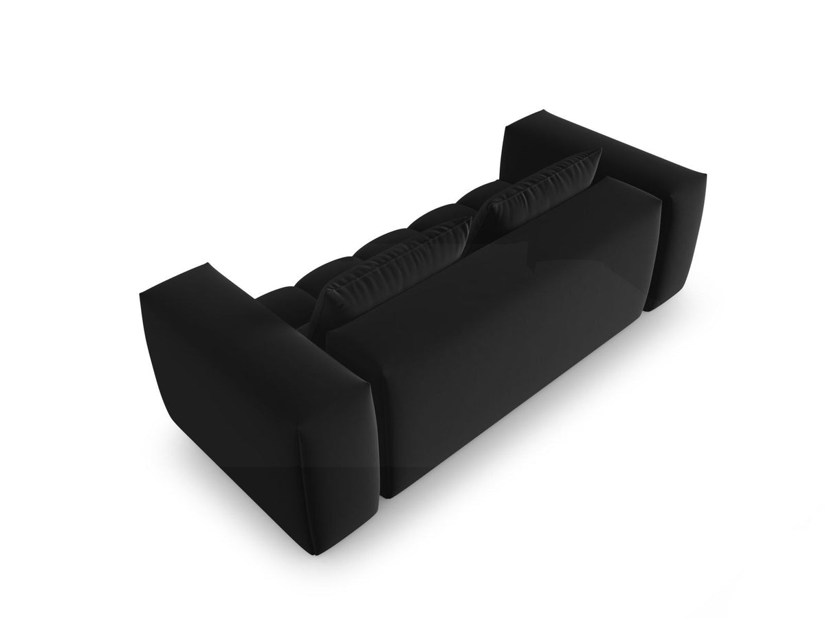 Modulares 3er Sofa Verona in Sand-Casino Samtstoff mit Massivholzrahmen und schwarzen Kunststoffbeinen, Cosmopolitan Design.