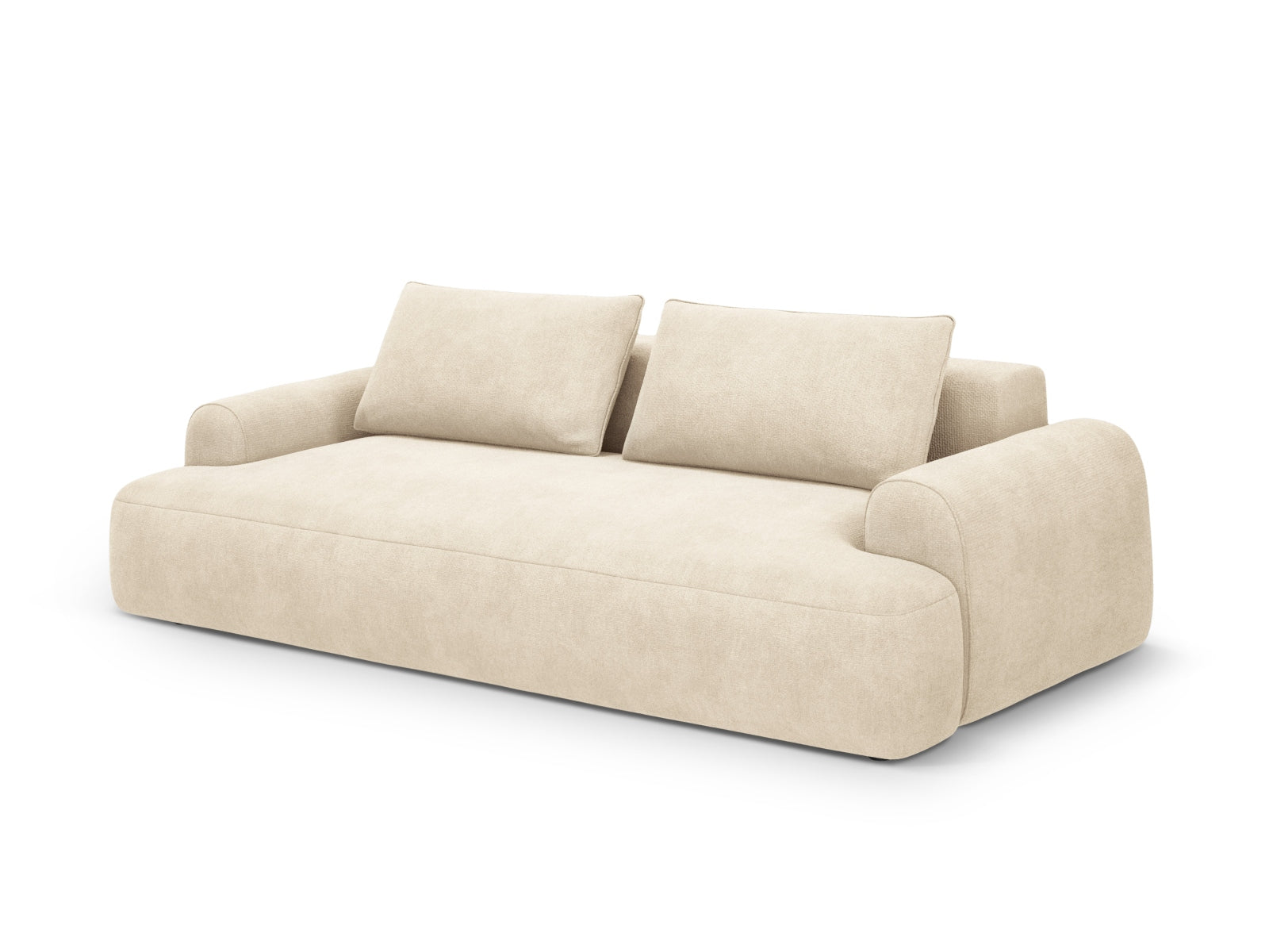Elegantes 4-Sitzer Sofa Calma in Light Beige-Vogue, ideal für Wohnräume, bietet Schlaffunktion und praktischen Stauraum.
