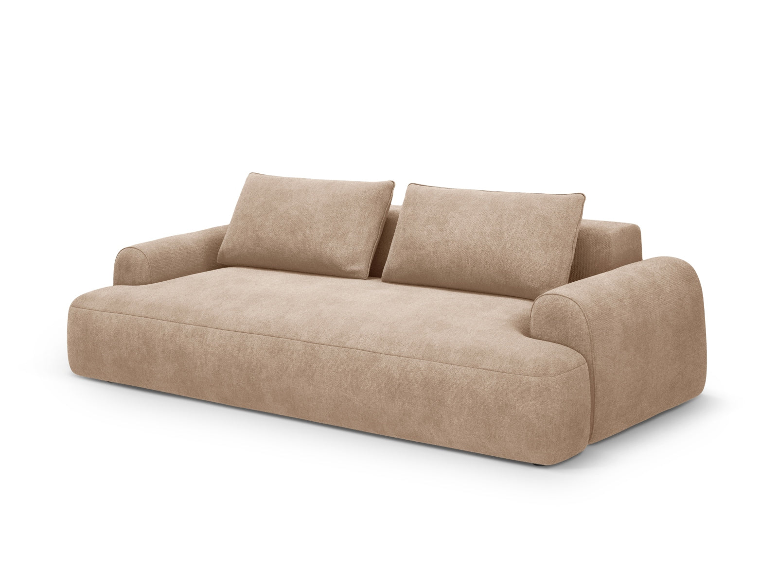 Elegantes 4-Sitzer Sofa Calma in Dark Beige-Vogue, ideal für Wohnräume, bietet Schlaffunktion und praktischen Stauraum.