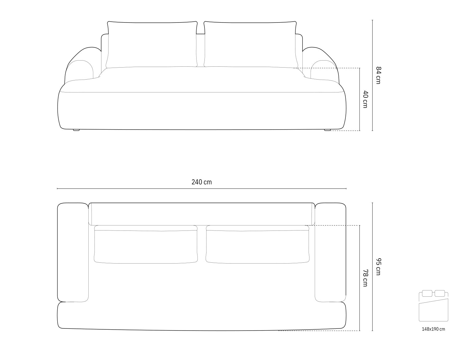 Modernes 4-Sitzer Sofa Calma in tiefem Petrol, perfekt für stilvolle Wohnzimmer, mit cleverer Schlaffunktion und integriertem Stauraum.