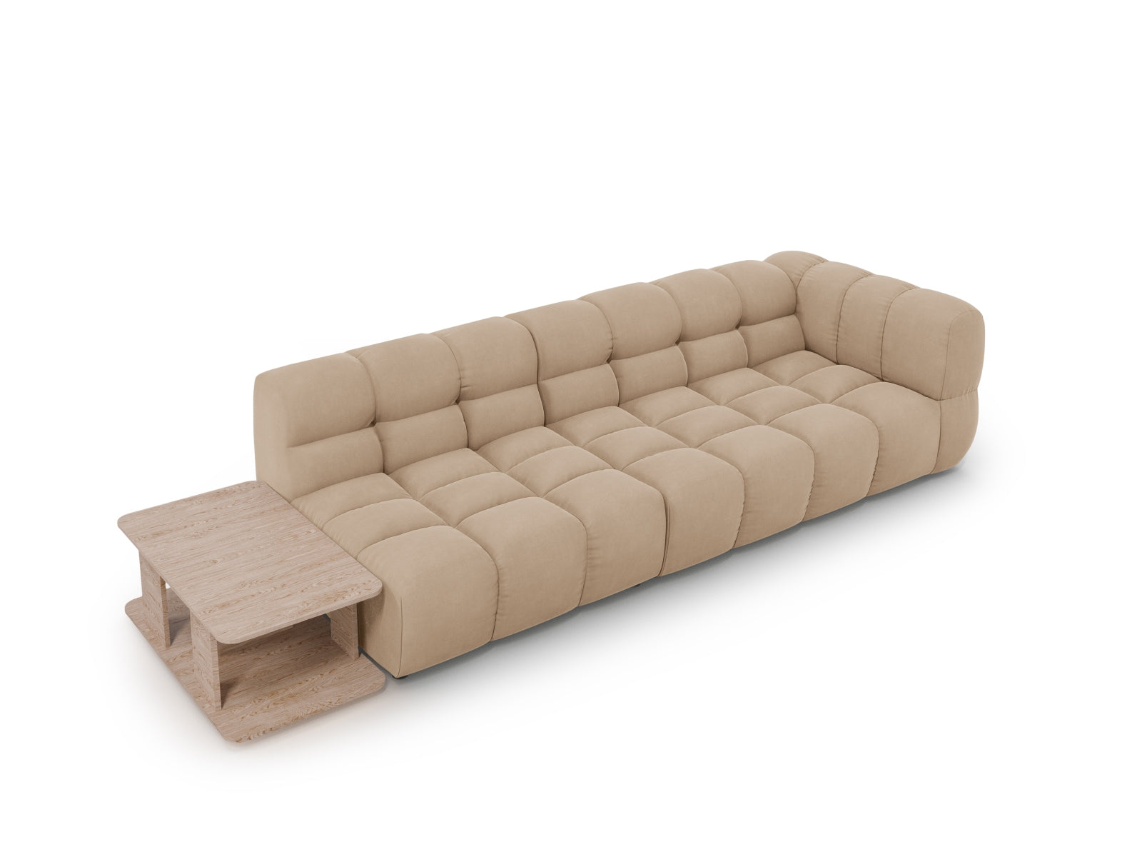 Modulares 4-Sitzer Sofa in Sky Velour, linksseitig, perfekt für moderne Wohnkonzepte, von Cosmopolitan Design.