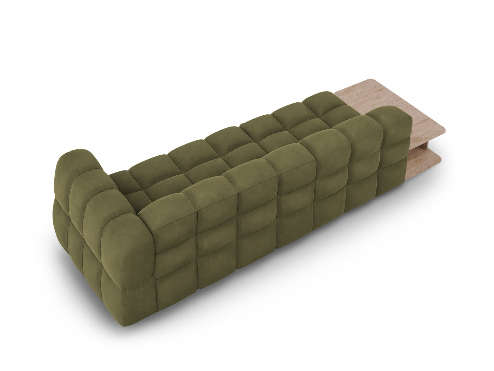 Entdecken Sie das elegante Sky Velour Sofa links, ein modulares 4-Sitzer-Design, das Komfort und Stil in Ihr Zuhause bringt. Ideal für gesellige Abende!