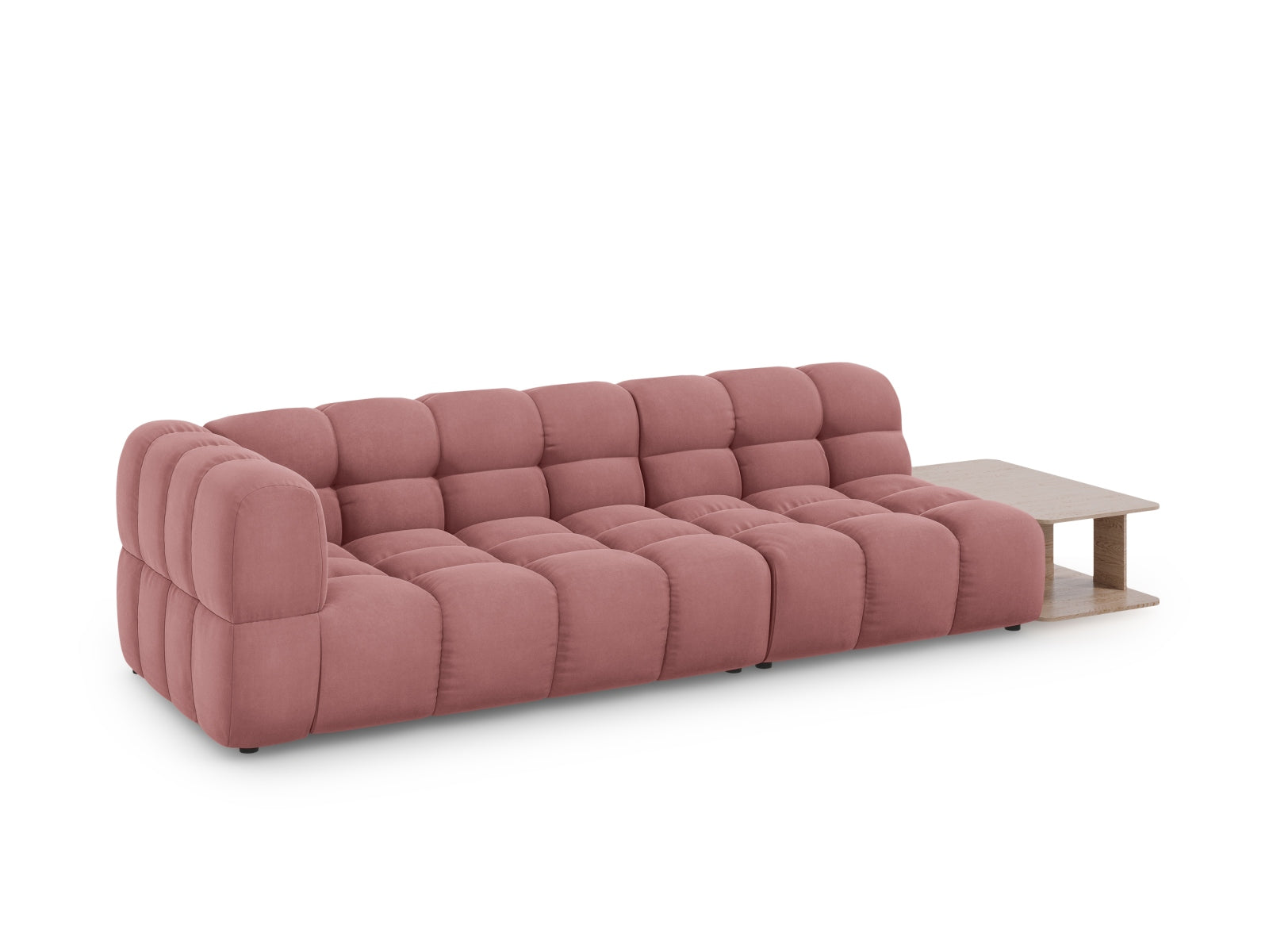 Elegantes Sky Velour Sofa in Flamingo-Casino, 4-Sitzer, modulare Bauweise, ideal für stilvolle Wohnräume, präsentiert von KAQTU Design AG.