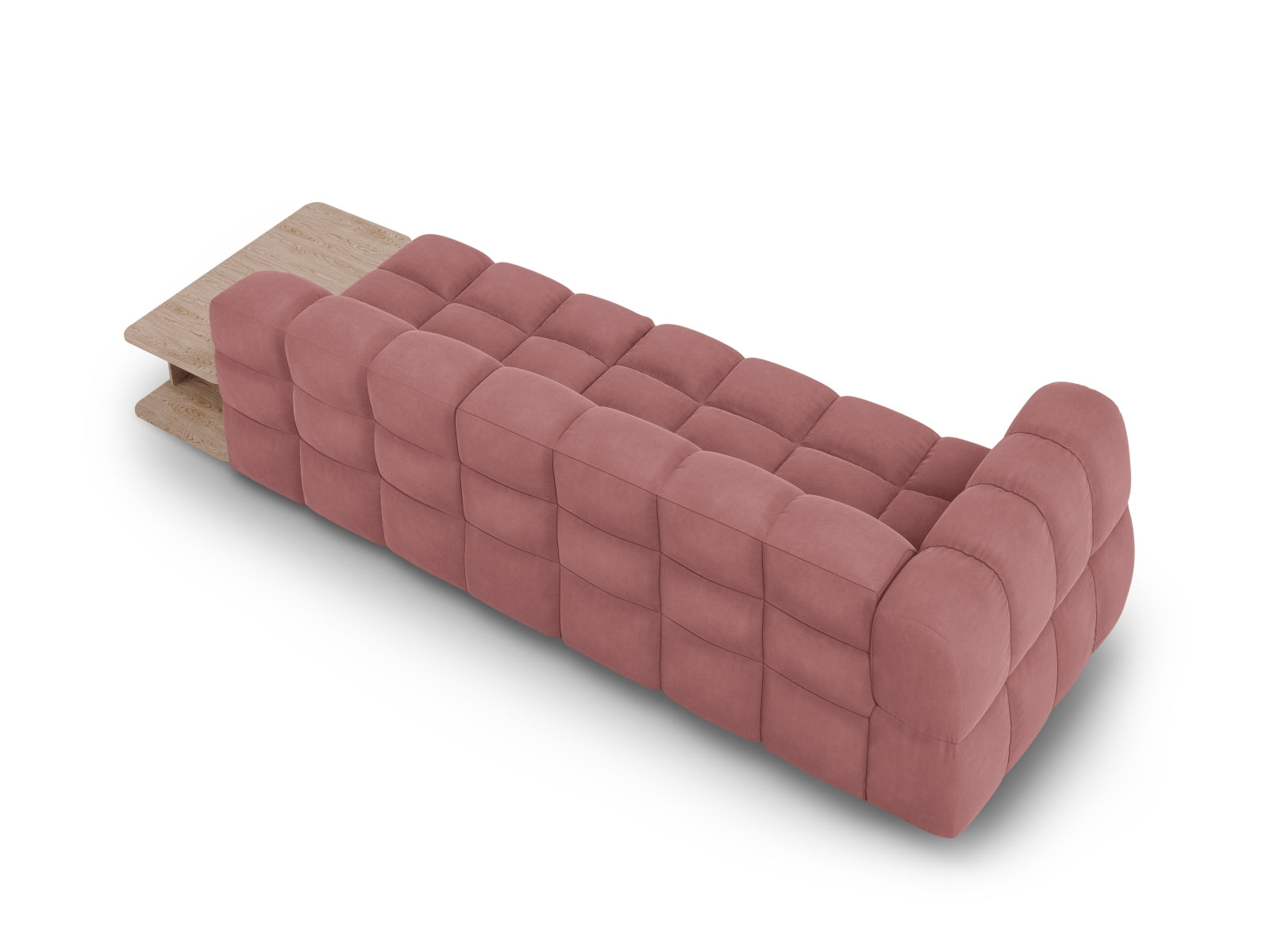 Elegantes 4-Sitzer Sofa in Sky Velour, rechte Variante, ideal für zeitgemäße Wohnräume, vereint Komfort und modernes Design.