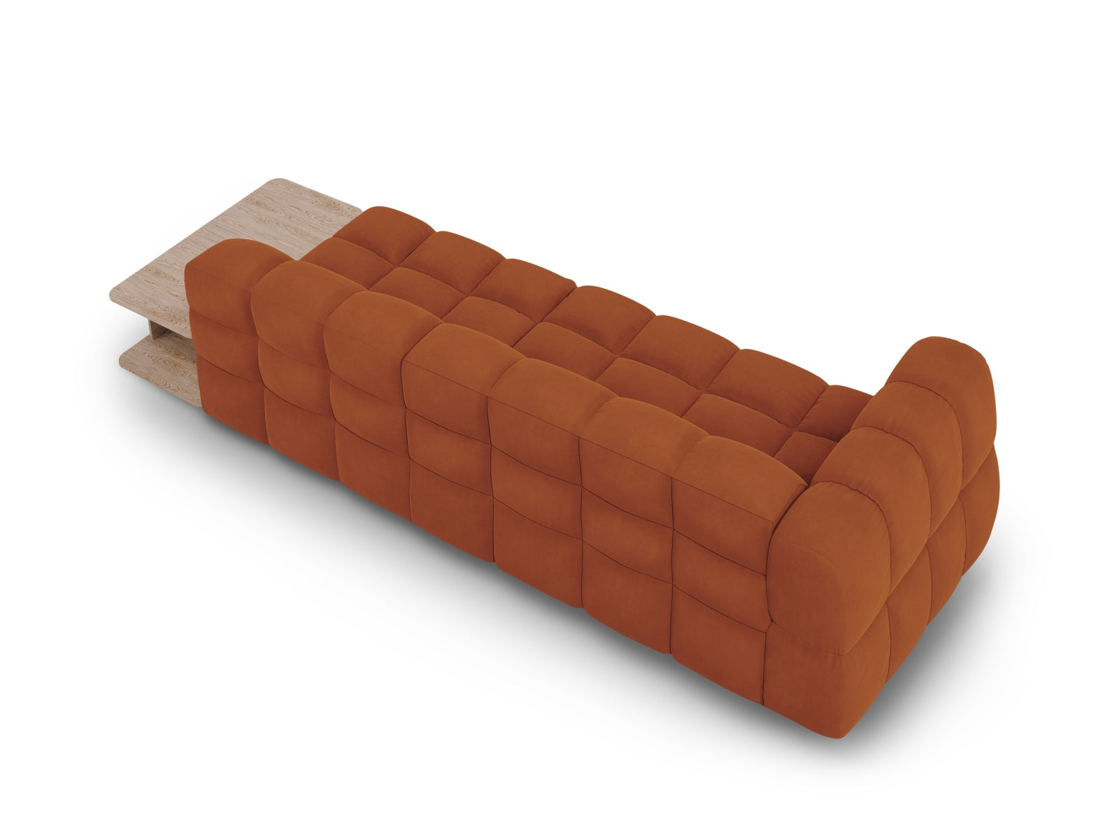 Elegantes modulares Sofa in Sky Velour, rechte Variante, 4-Sitzer in warmem Terracotta, ideal für zeitgemäße Wohnräume von Cosmopolitan Design.