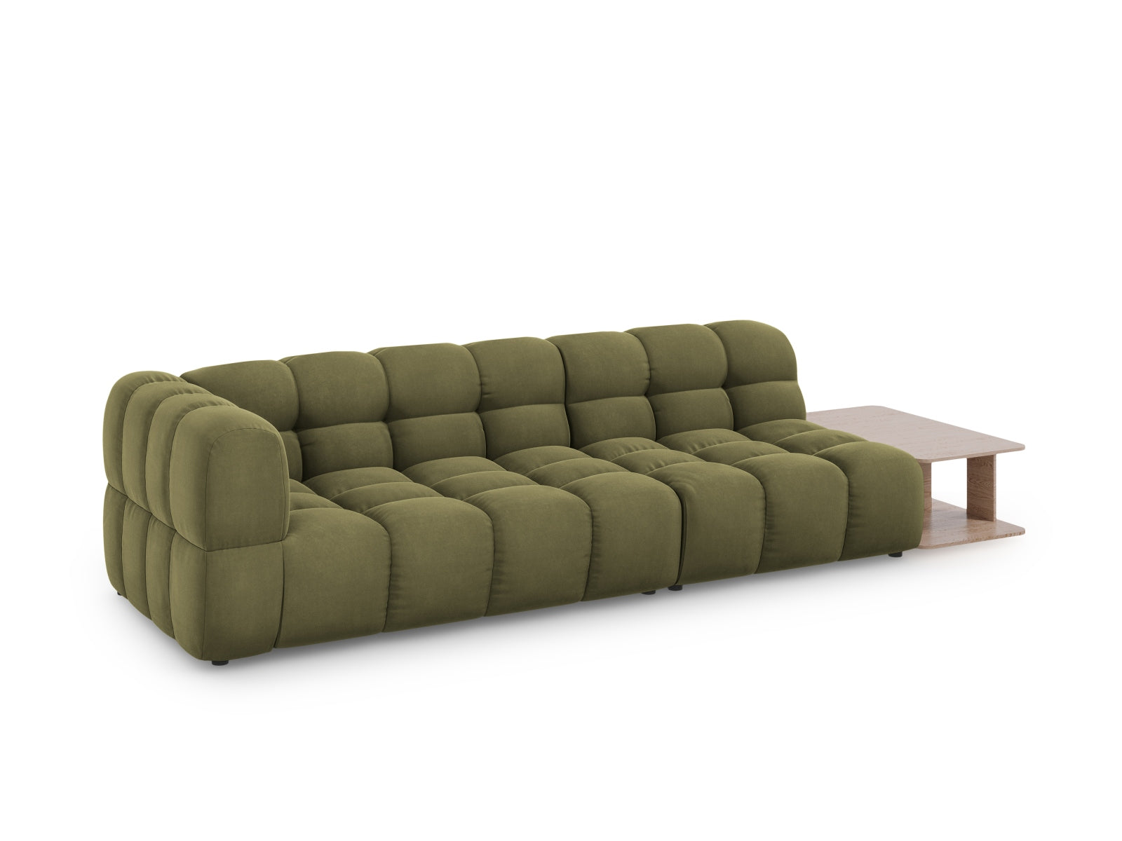 Elegantes Sky Velour Sofa in Hellgrün, 4-Sitzer, modulares Design, ideal für stilvolle Wohnräume, präsentiert von Cosmopolitan Design.