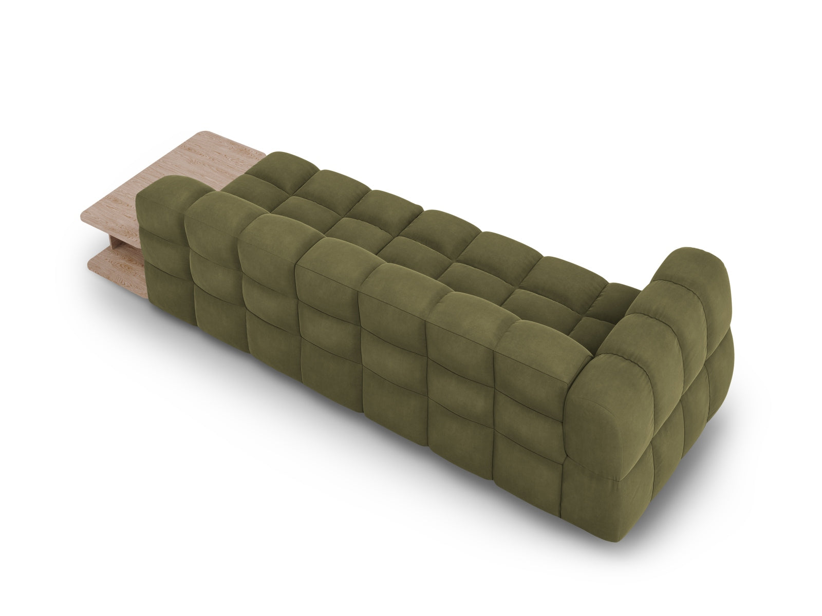 Elegantes modulares 4-Sitzer Sofa in zartem Hellgrün aus Sky Velour, ideal für stilvolle Wohnräume, erhältlich bei Cosmopolitan Design.