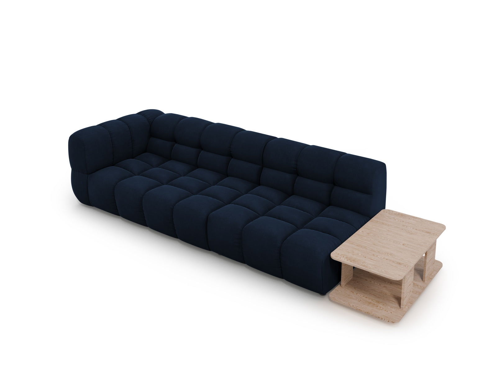 Modulares 4-Sitzer Sofa in royalblauem Sky Velour, rechte Ausführung, perfekt für moderne Wohnkonzepte von Cosmopolitan Design.
