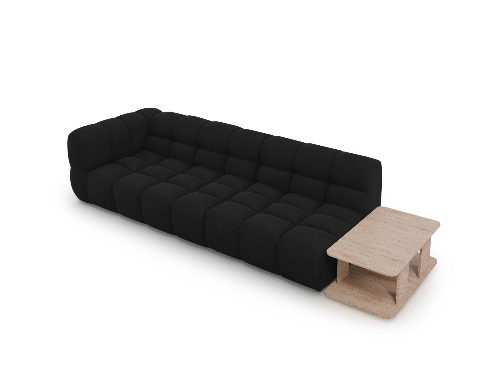Modulares 4-Sitzer Sofa in edlem Sky Velour, rechte Ausführung, perfekt für moderne Wohnkonzepte, von Cosmopolitan Design.