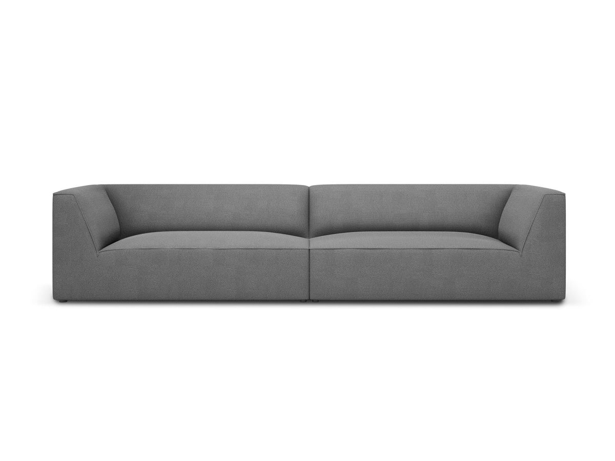 Beiges 4-Sitzer Sofa Siena mit strukturiertem Cordstoffbezug, Massivholzrahmen und schwarzen Kunststoffbeinen, moderne gerade Form.