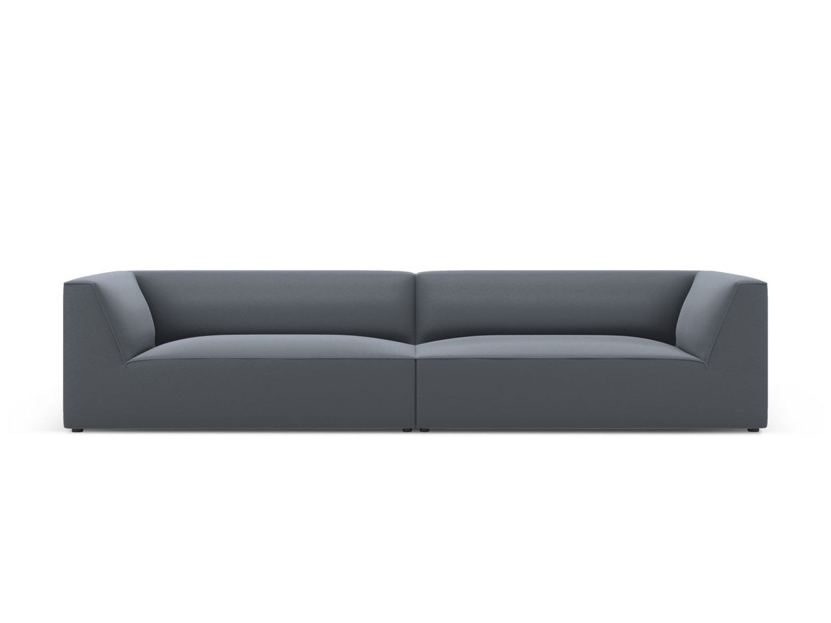 Modulsofa Siena in Light Beige-Pacifico Kunstleder, 4-Sitzer mit schwarzen Kunststoffbeinen, Masse 302x93x69 cm.