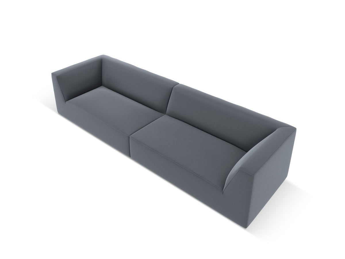 Modulsofa Siena in Light Beige-Pacifico Kunstleder, 4-Sitzer mit schwarzen Kunststoffbeinen, Masse 302x93x69 cm.