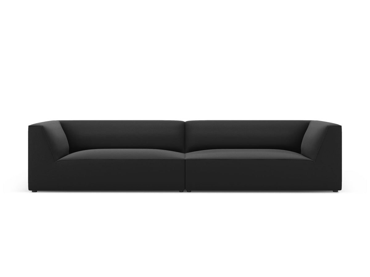 Modulsofa Siena in Light Beige-Pacifico Kunstleder, 4-Sitzer mit schwarzen Kunststoffbeinen, Masse 302x93x69 cm.