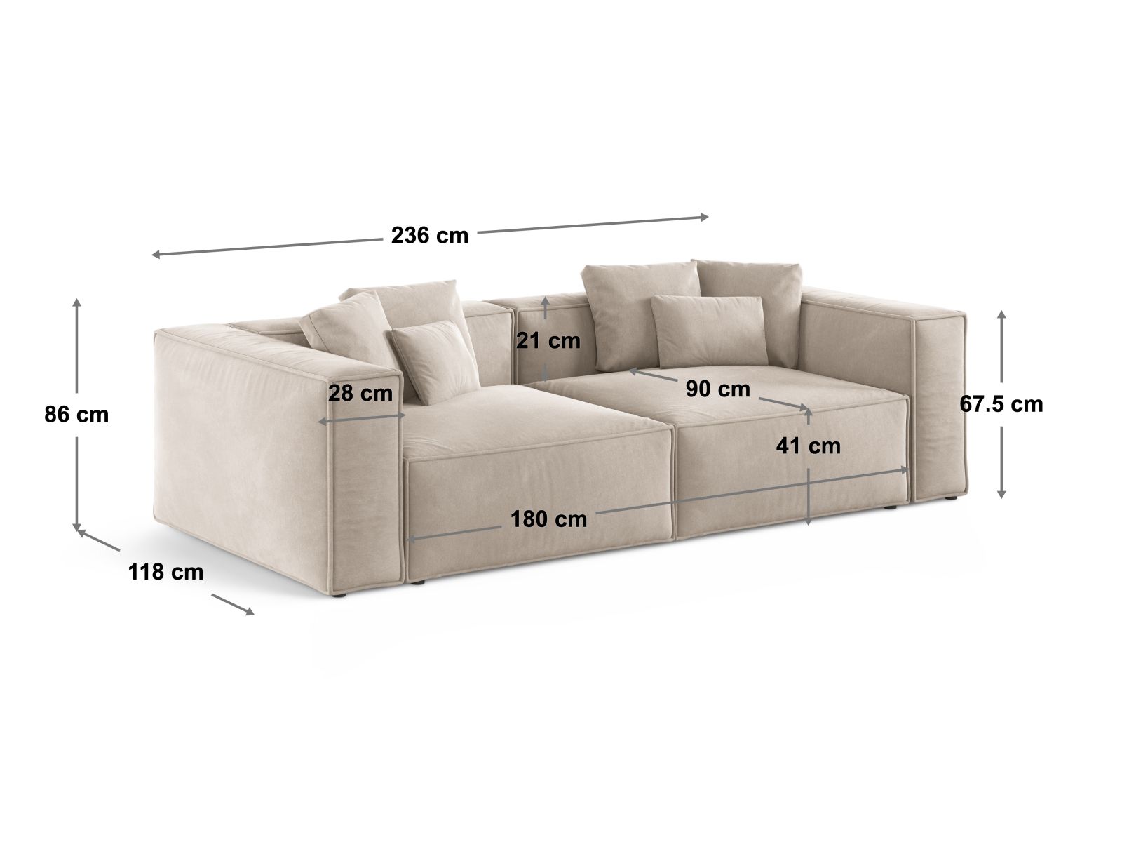 Modernes 4-Sitzer Sofa Aveiro in tiefem Flaschengrün, perfekt für stilvolle Wohnräume. Vereint Komfort und zeitgemäßes Design.