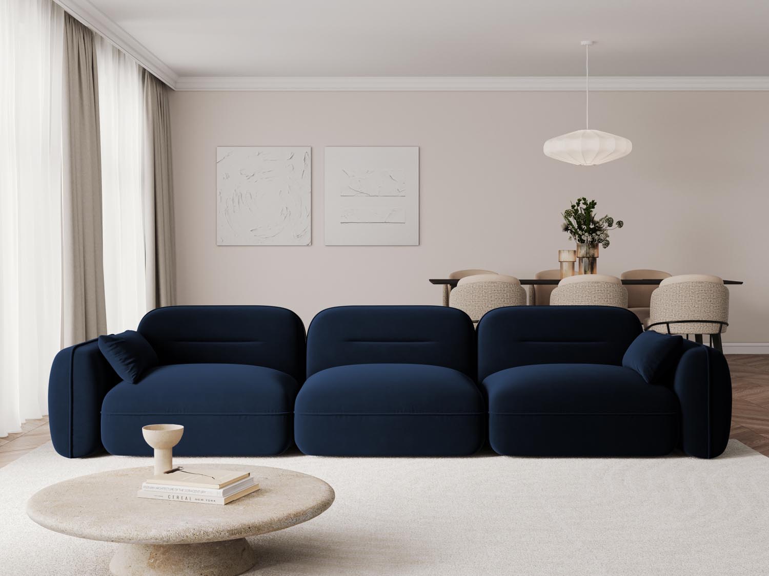 Sydney Velour Modular Sofa 4 Sitzer in Royal Blue präsentiert im Onlineshop von KAQTU Design AG. 4er Sofa ist von Cosmopolitan Design