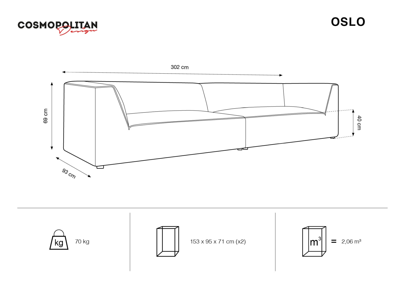 Oslo Velour Sofa 4 Sitzer in Royal Blue präsentiert im Onlineshop von KAQTU Design AG. 4er Sofa ist von Cosmopolitan Design
