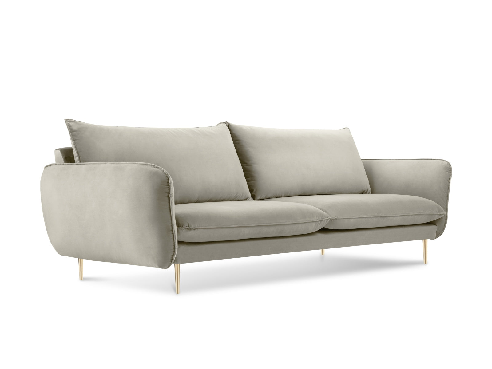 Vienna Velour Sofa 4 Sitzer 92cm in Beige/Gold präsentiert im Onlineshop von KAQTU Design AG. 4er Sofa ist von Cosmopolitan Design