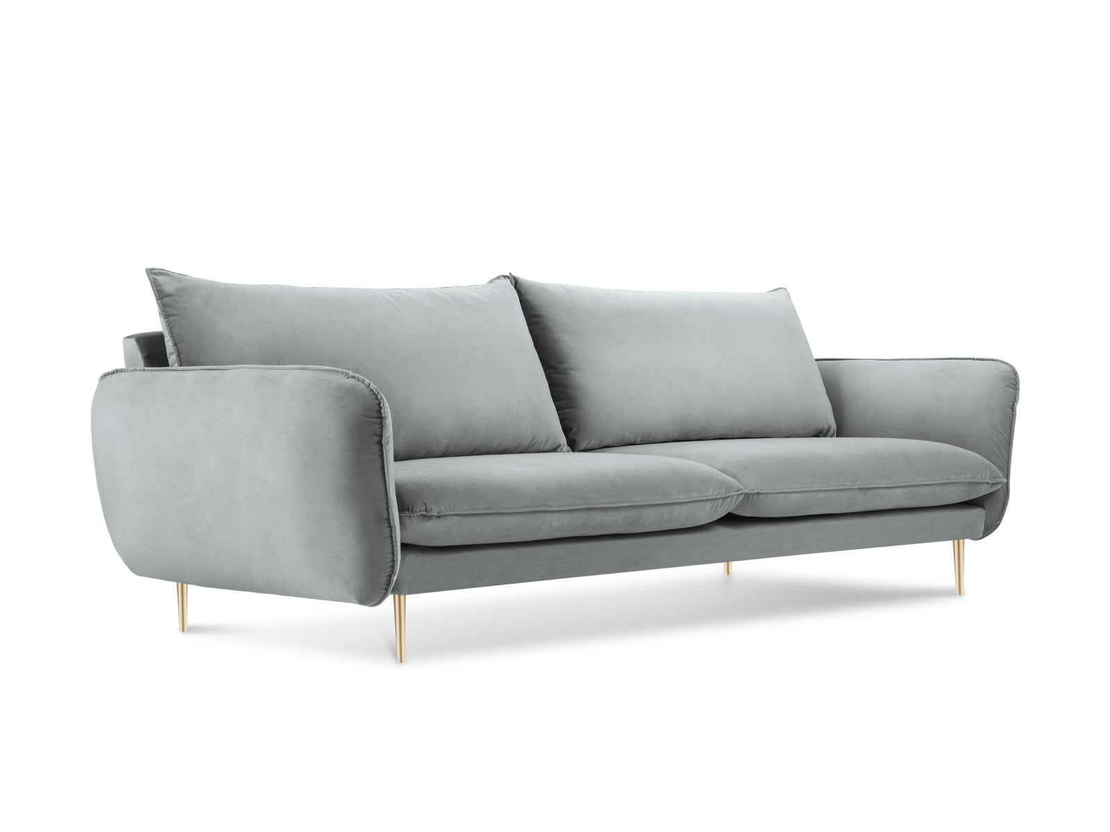 Vienna Velour Sofa 4 Sitzer 92cm in Light Grey/Gold präsentiert im Onlineshop von KAQTU Design AG. 4er Sofa ist von Cosmopolitan Design