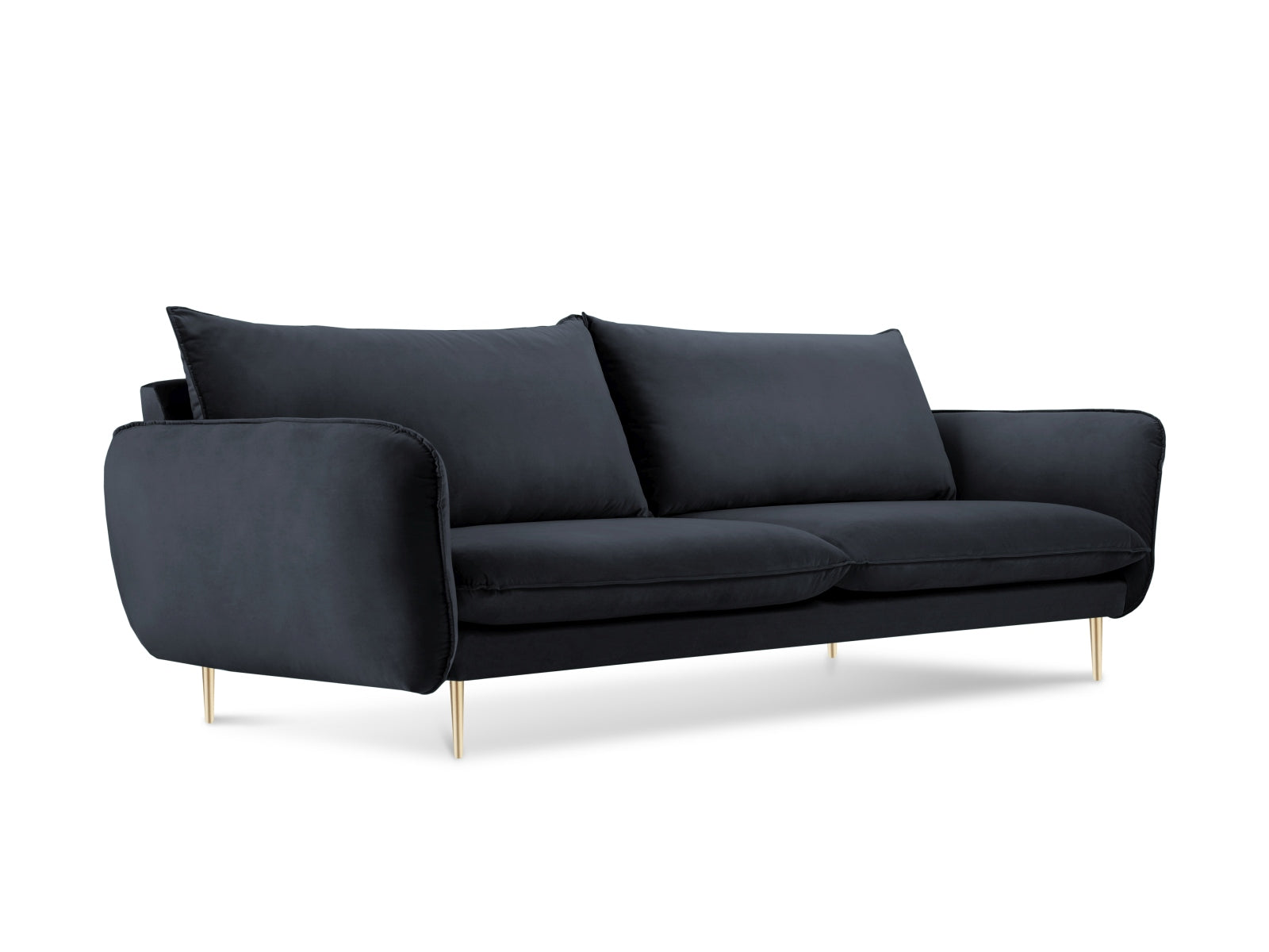 Vienna Velour Sofa 4 Sitzer 92cm in Dark Blue/Gold präsentiert im Onlineshop von KAQTU Design AG. 4er Sofa ist von Cosmopolitan Design