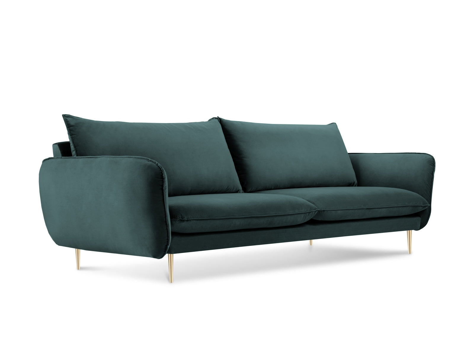 Vienna Velour Sofa 4 Sitzer 92cm in Petrol/Gold präsentiert im Onlineshop von KAQTU Design AG. 4er Sofa ist von Cosmopolitan Design