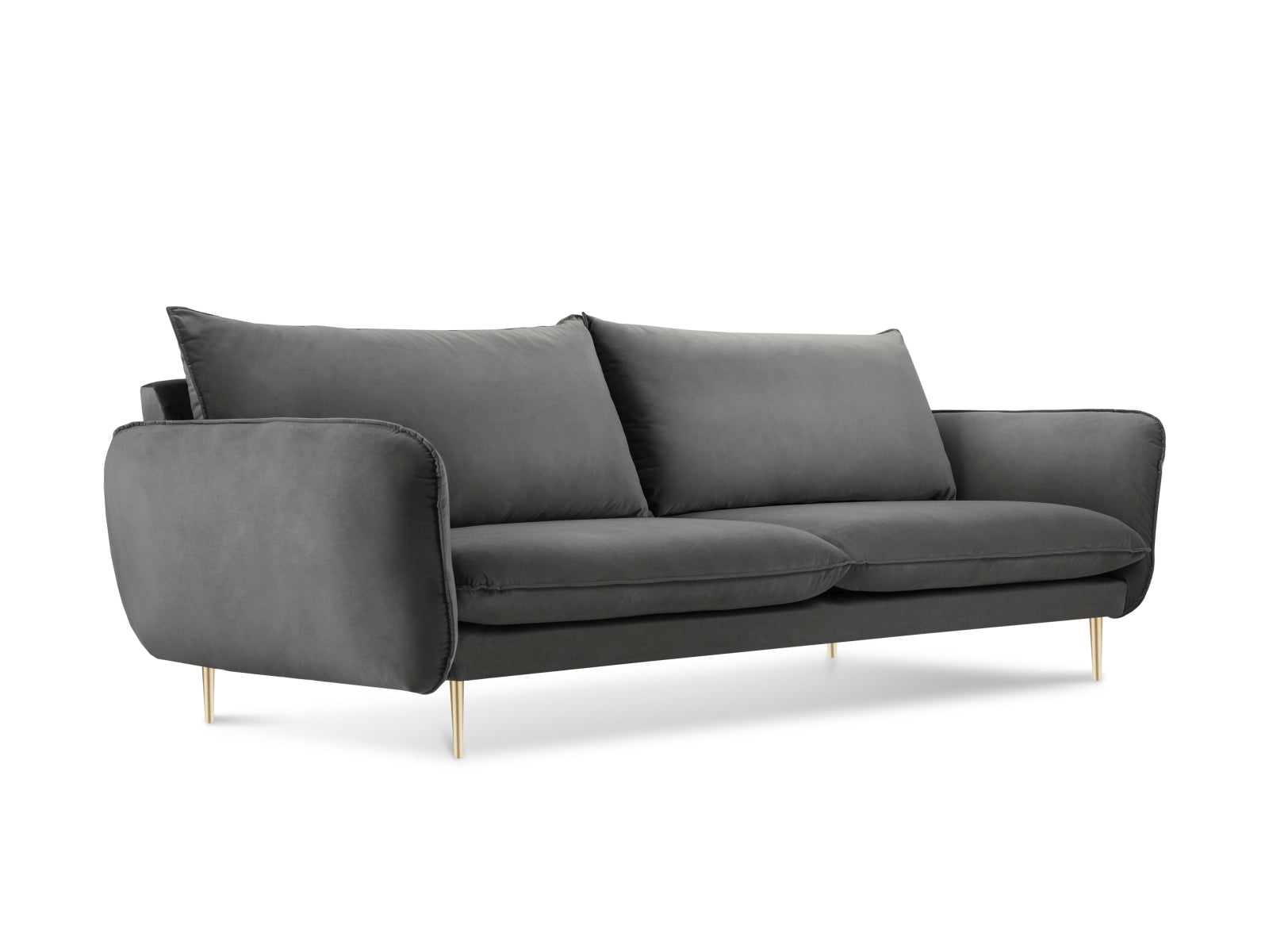Vienna Velour Sofa 4 Sitzer 92cm in Grey/Gold präsentiert im Onlineshop von KAQTU Design AG. 4er Sofa ist von Cosmopolitan Design