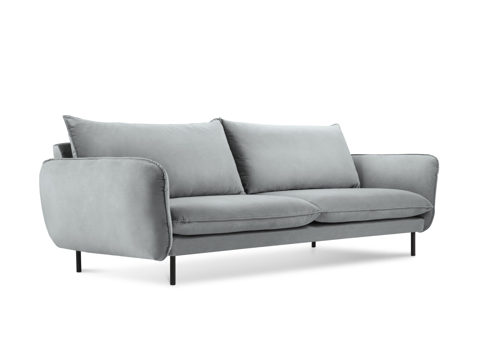 Vienna Velour Sofa 4 Sitzer 92cm in Light Grey/Schwarz präsentiert im Onlineshop von KAQTU Design AG. 4er Sofa ist von Cosmopolitan Design