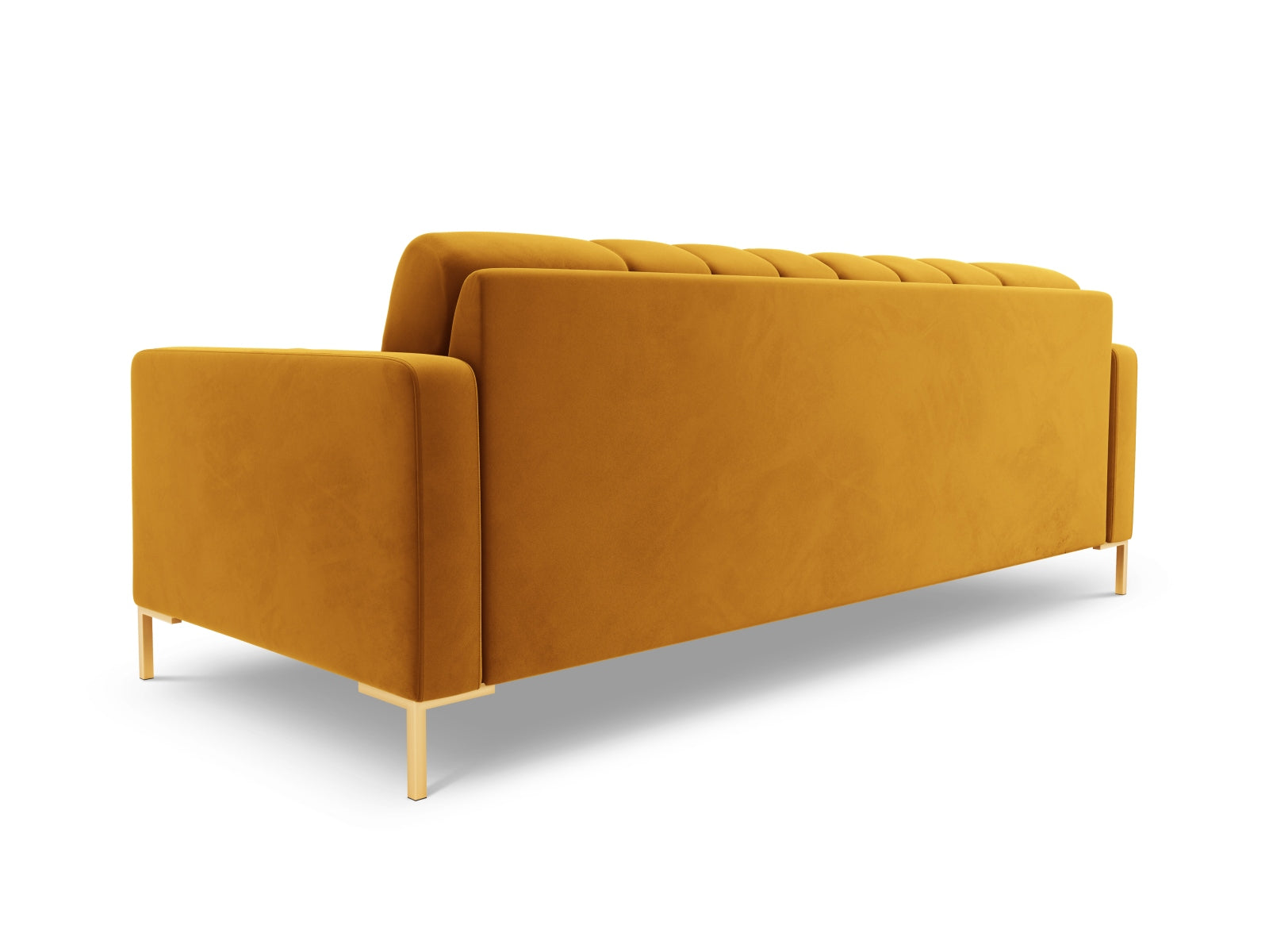 Elegantes 4-Sitzer Sofa Bali in strahlendem Gelb-Bluvel, ideal für einladende Wohnräume und gesellige Zusammenkünfte.
