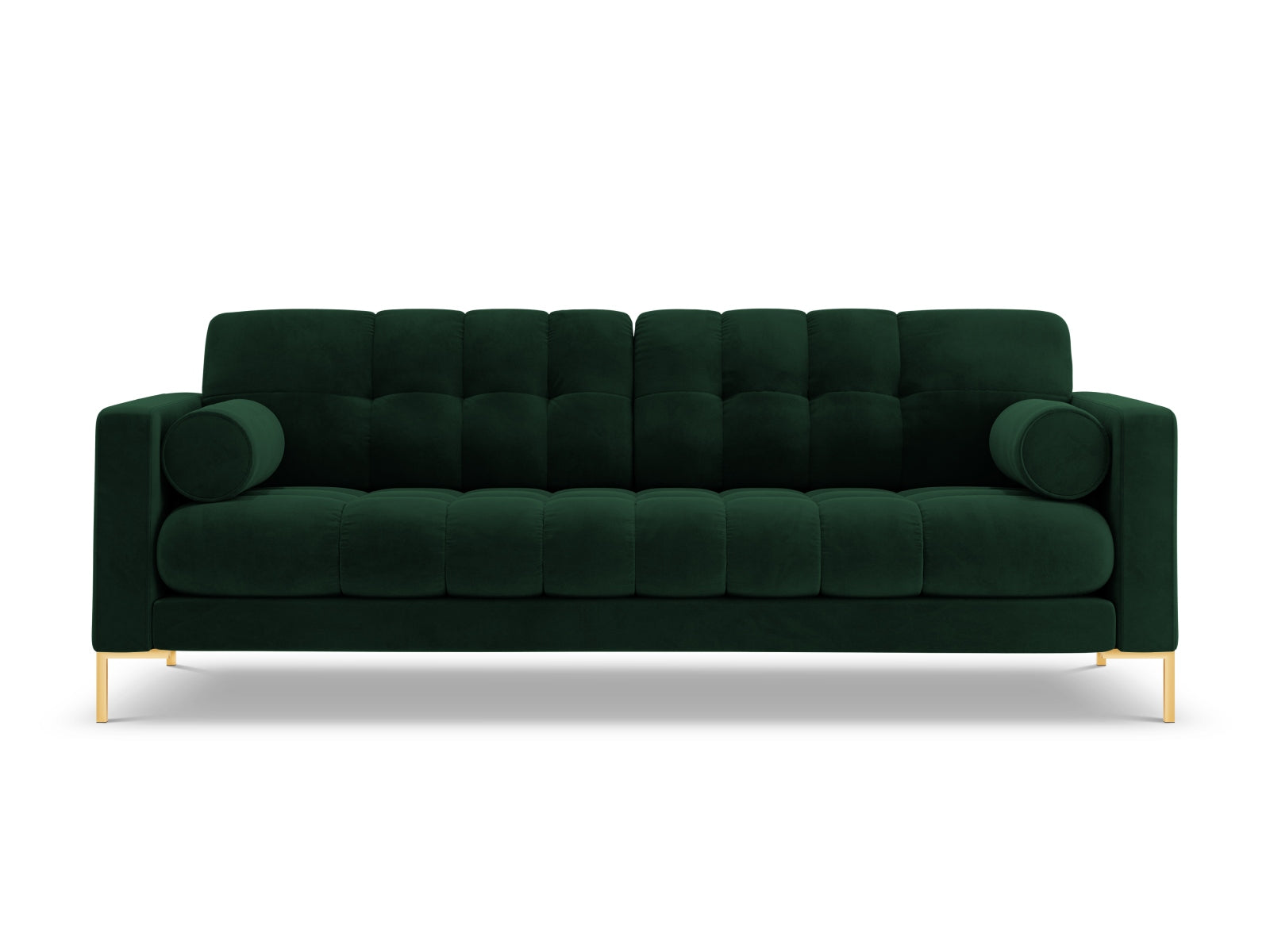 Modernes 4-Sitzer Sofa Bali in luxuriösem Bottle Green-Bluvel, perfekt für gesellige Abende und stilvolle Einrichtungsideen.