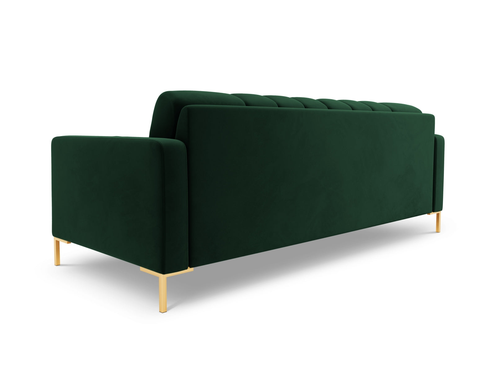 Elegantes 4-Sitzer Sofa Bali in edlem Bottle Green-Bluvel, ideal für stilvolle Wohnräume und gesellige Stunden mit Freunden.