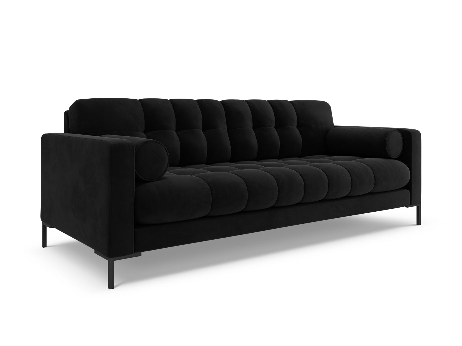 Elegantes 4-Sitzer Sofa Bali in stilvollem Black-Bluvel, ideal für moderne Wohnräume, erhältlich bei KAQTU Design AG.