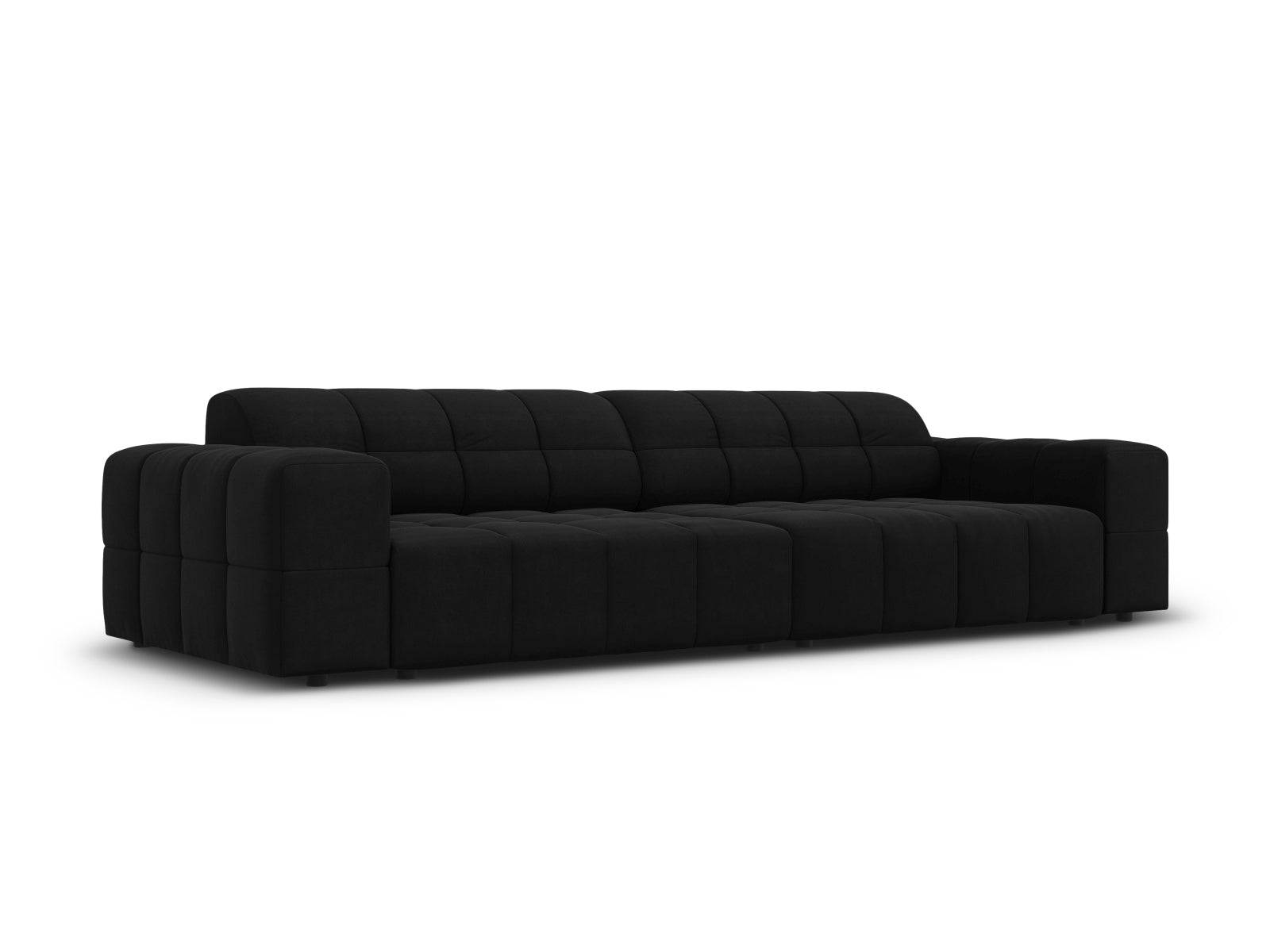 Elegantes Chicago Velour Sofa in Schwarz-Bluvel, 4-Sitzer mit modernem Design, ideal für stilvolle Wohnräume.