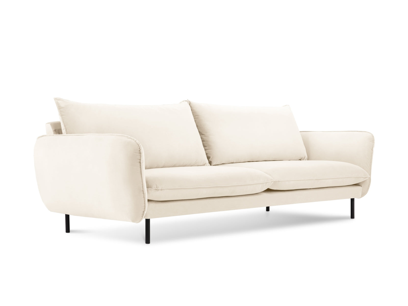 Vienna Velour Sofa 4 Sitzer 92cm in Light Beige/Schwarz präsentiert im Onlineshop von KAQTU Design AG. 4er Sofa ist von Cosmopolitan Design