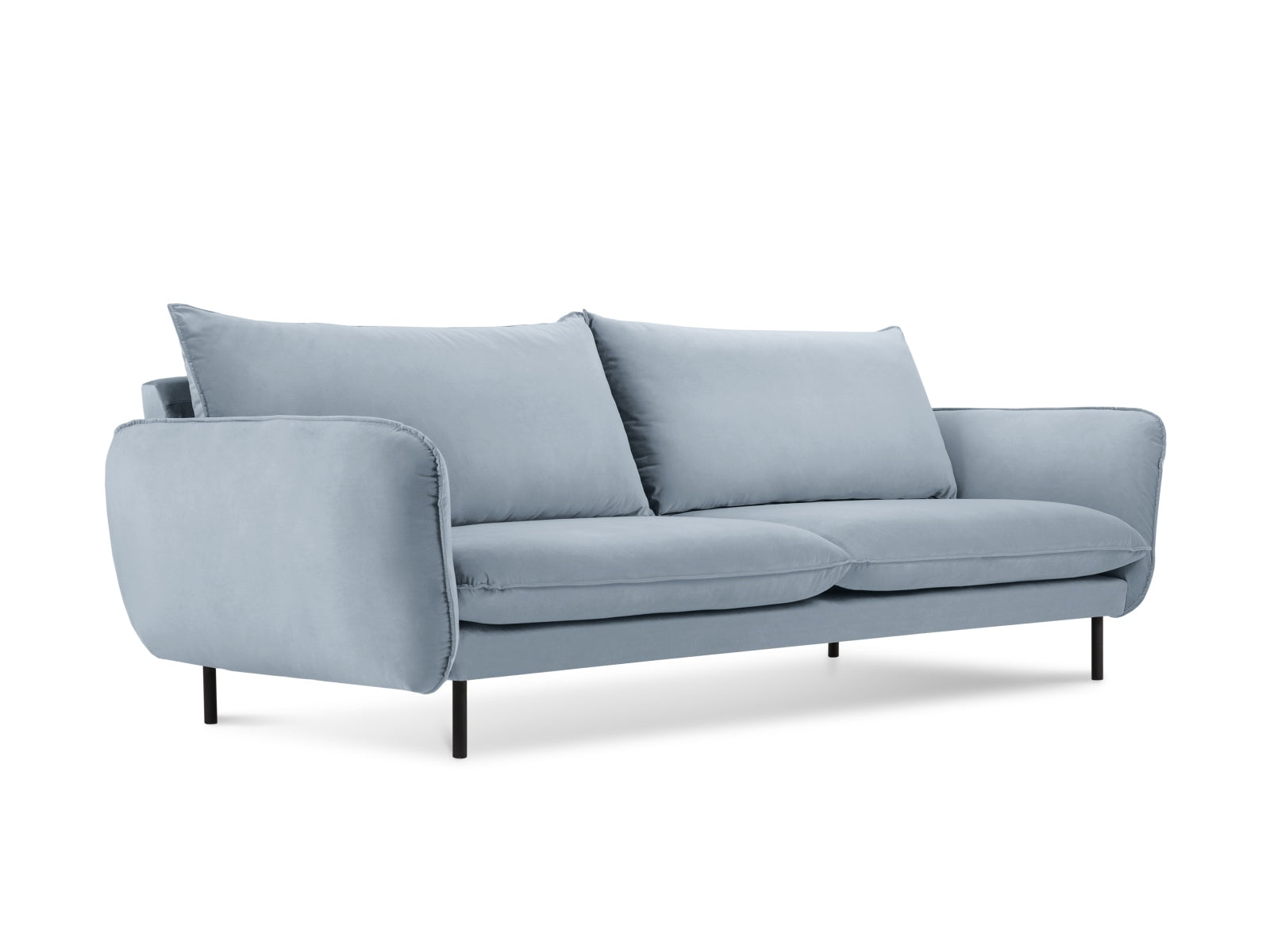 Vienna Velour Sofa 4 Sitzer 92cm in Light Blue/Schwarz präsentiert im Onlineshop von KAQTU Design AG. 4er Sofa ist von Cosmopolitan Design