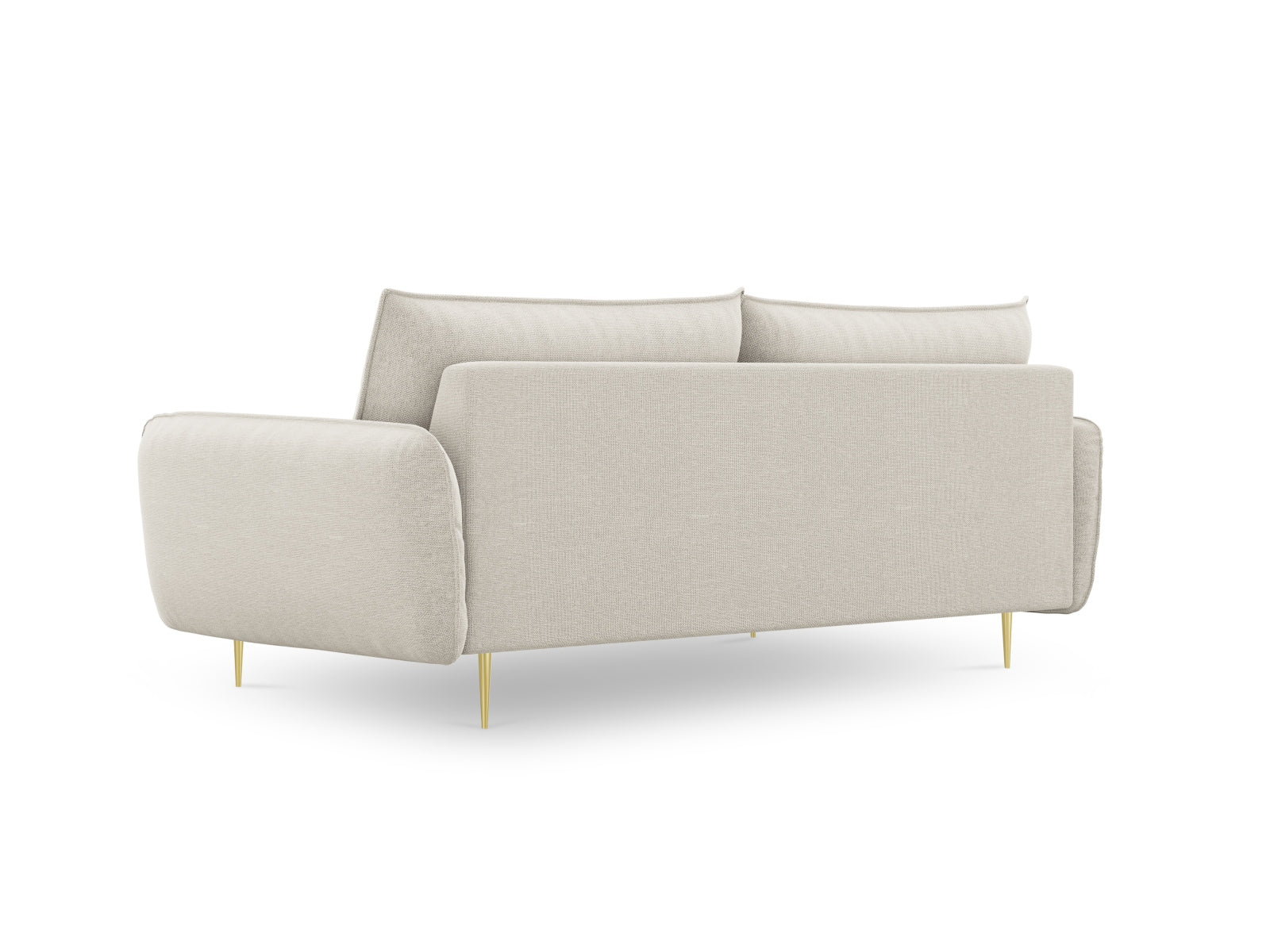 Stilvolles 4-Sitzer-Sofa "Vienna" in hellem Beige, verziert mit goldenen Details, perfekt für moderne Wohnambiente.