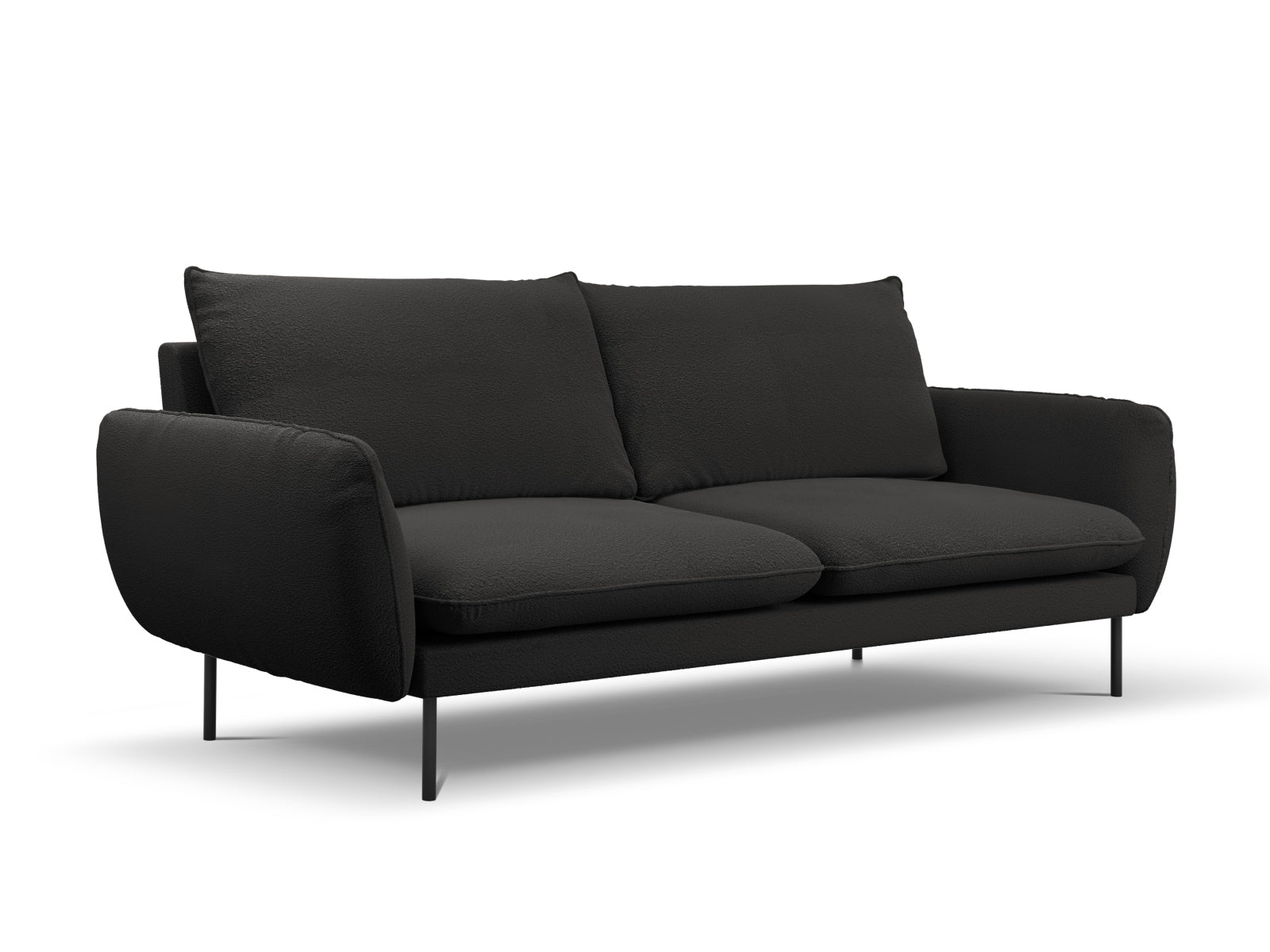 Schwarzes 4-Sitzer Vienna Boucle Sofa von Cosmopolitan Design, perfekt für moderne Wohnzimmer und stilvolle Einrichtung.