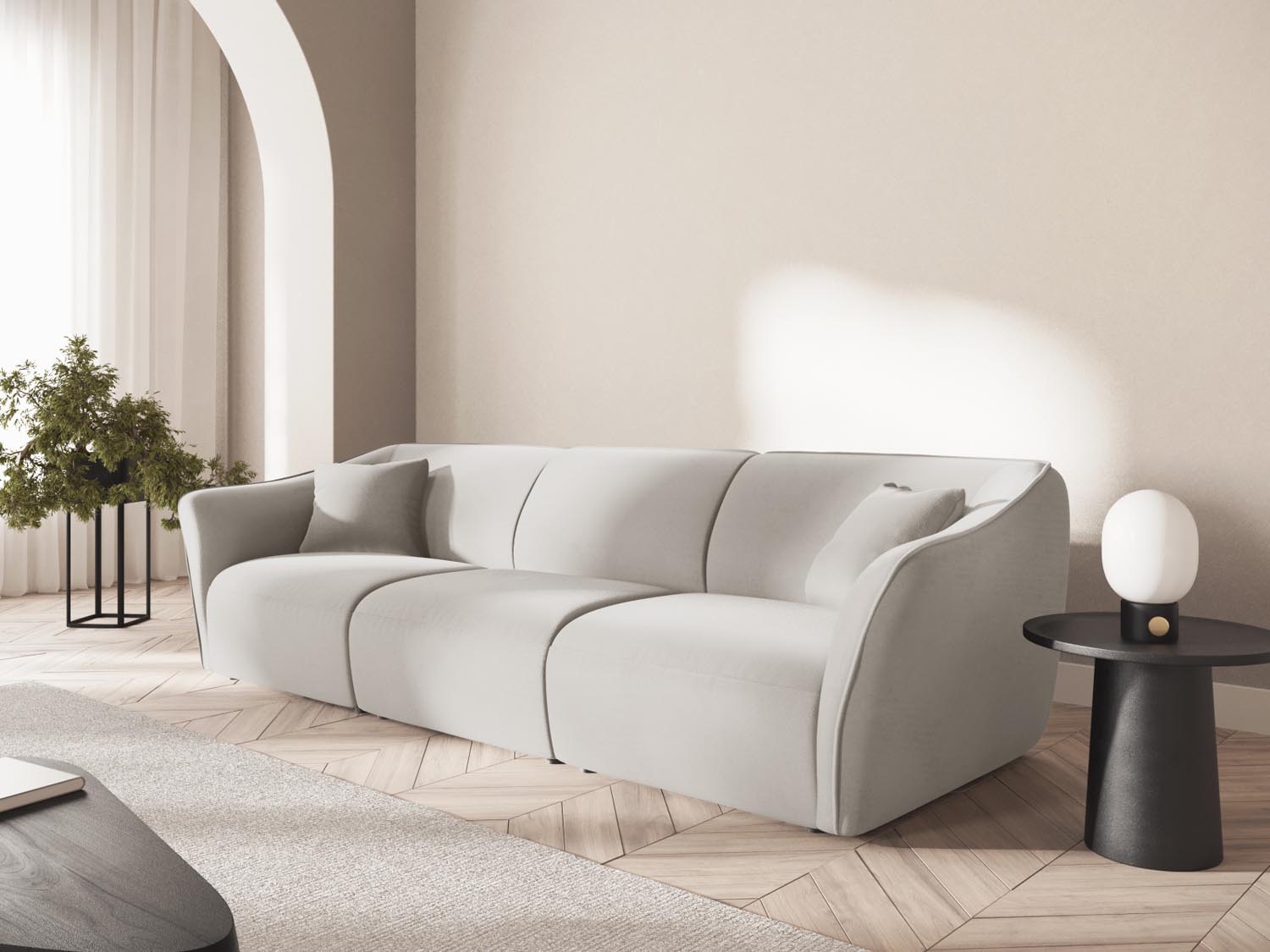 Tokyo Velour Modular Sofa 5 Sitzer in Light Beige präsentiert im Onlineshop von KAQTU Design AG. 5er Sofa ist von Cosmopolitan Design