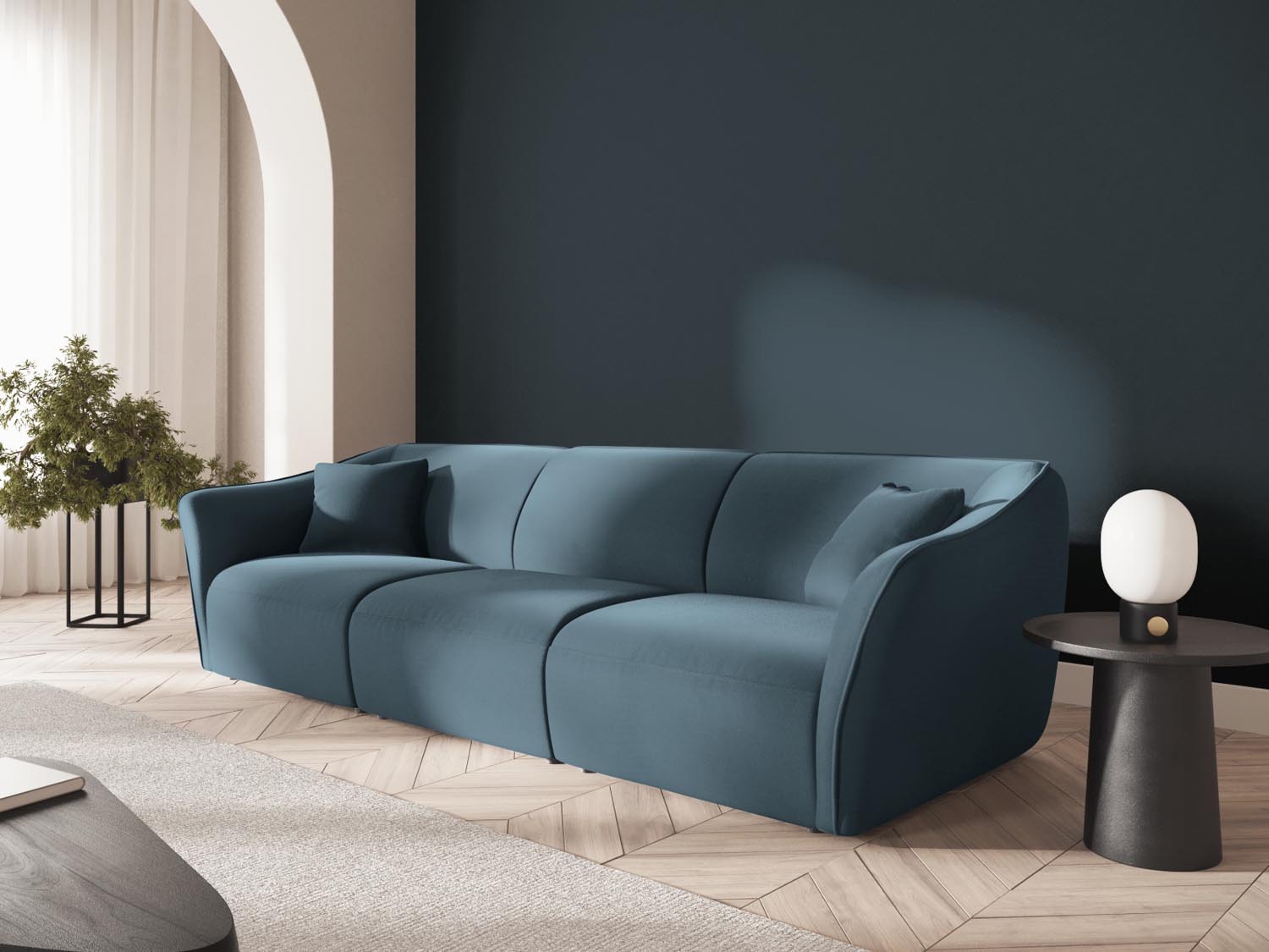 Tokyo Velour Modular Sofa 5 Sitzer in Pastel Blue präsentiert im Onlineshop von KAQTU Design AG. 5er Sofa ist von Cosmopolitan Design