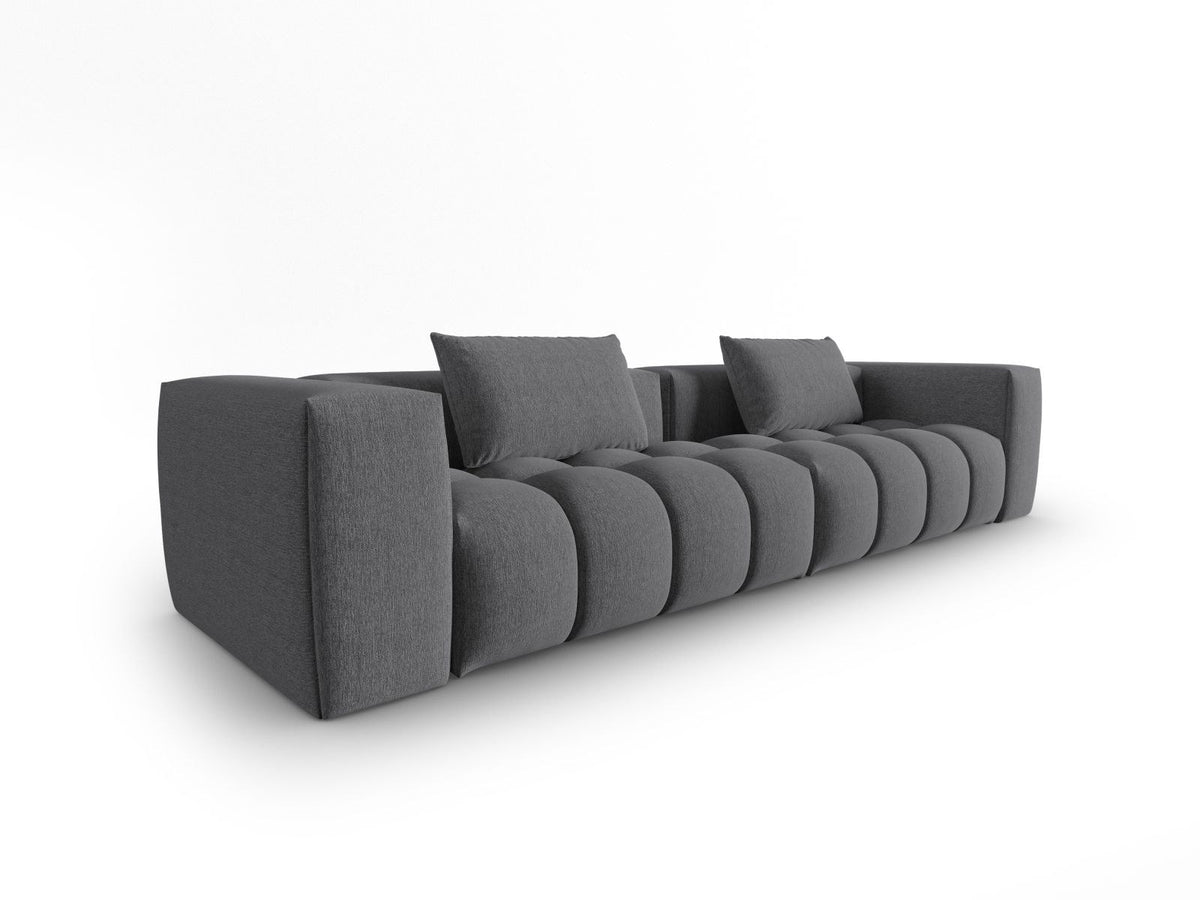 Beiges Verona Modulares Sofa mit 5 Sitzplätzen, Sorella-Strukturstoff, Massivholzrahmen und schwarzen Kunststoffbeinen im Wohnzimmer.