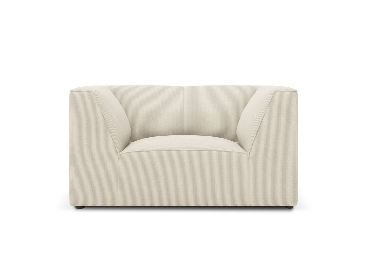 Sessel Siena 1-Sitzer von Cosmopolitan Design mit gelbem Ottawa-Stoffbezug, Massivholzrahmen und schwarzen Kunststoffbeinen aus Polypropylen.