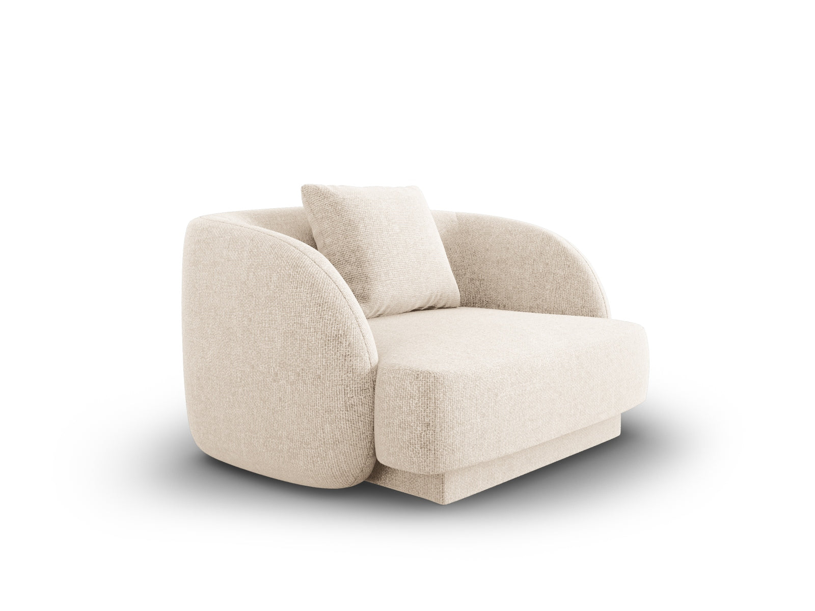 Eleganter Tulum Sessel mit einem Sitzplatz, 90 cm breit, in sanftem Light Beige, ideal für stilvolle Wohnräume.