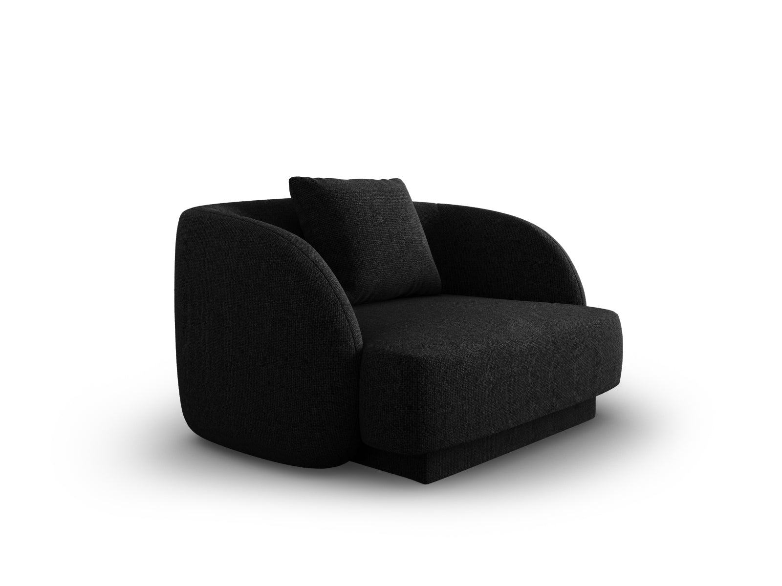 Eleganter Tulum Sessel mit einem Sitzplatz, 90 cm breit, in stilvollem Schwarz, ideal für moderne Wohnräume.