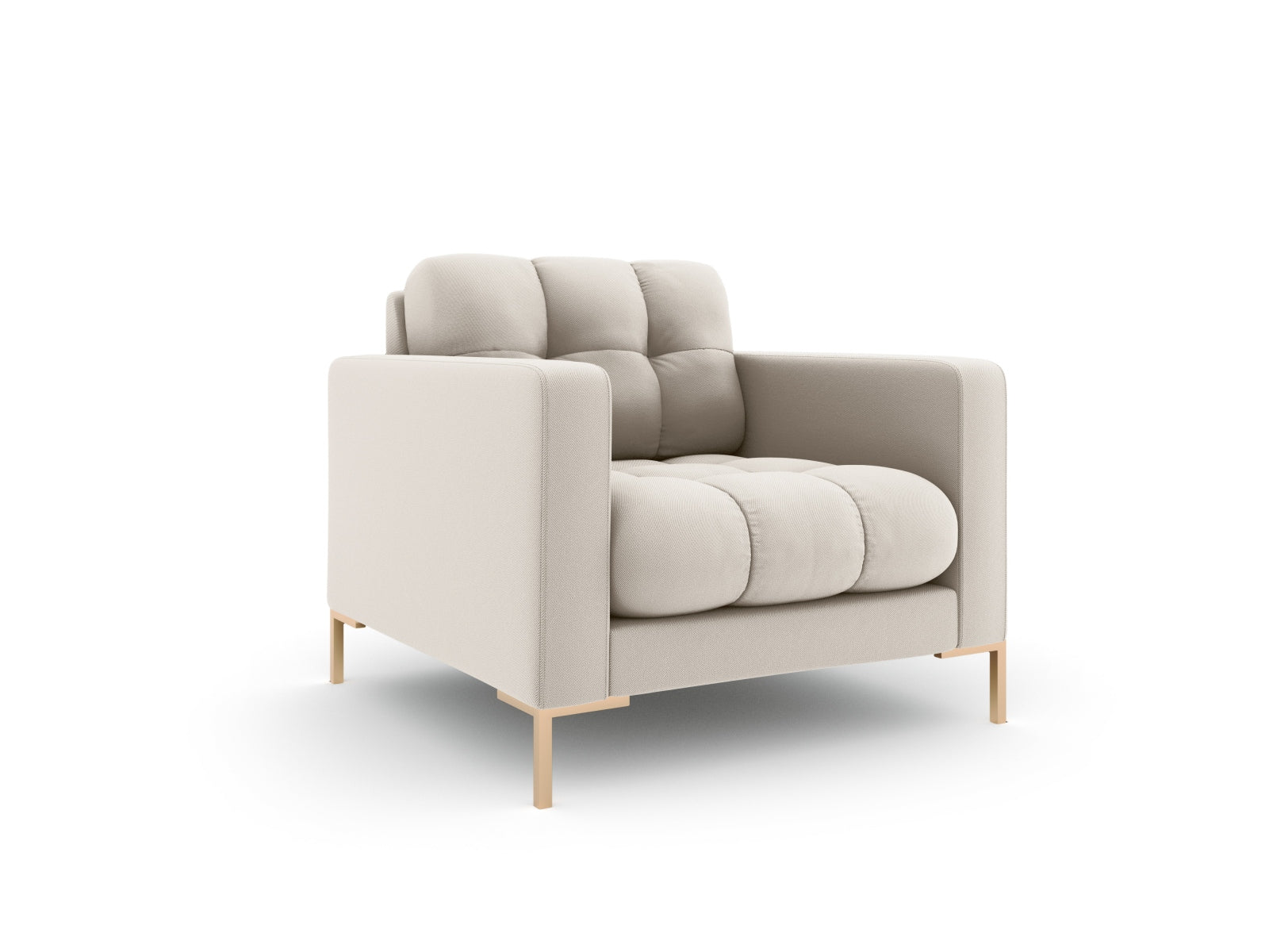 Moderner 1-Sitzer Sessel Bali in zartem Beige-Neve, perfekt für gemütliche Ecken und stilvolle Einrichtung, von Cosmopolitan Design.