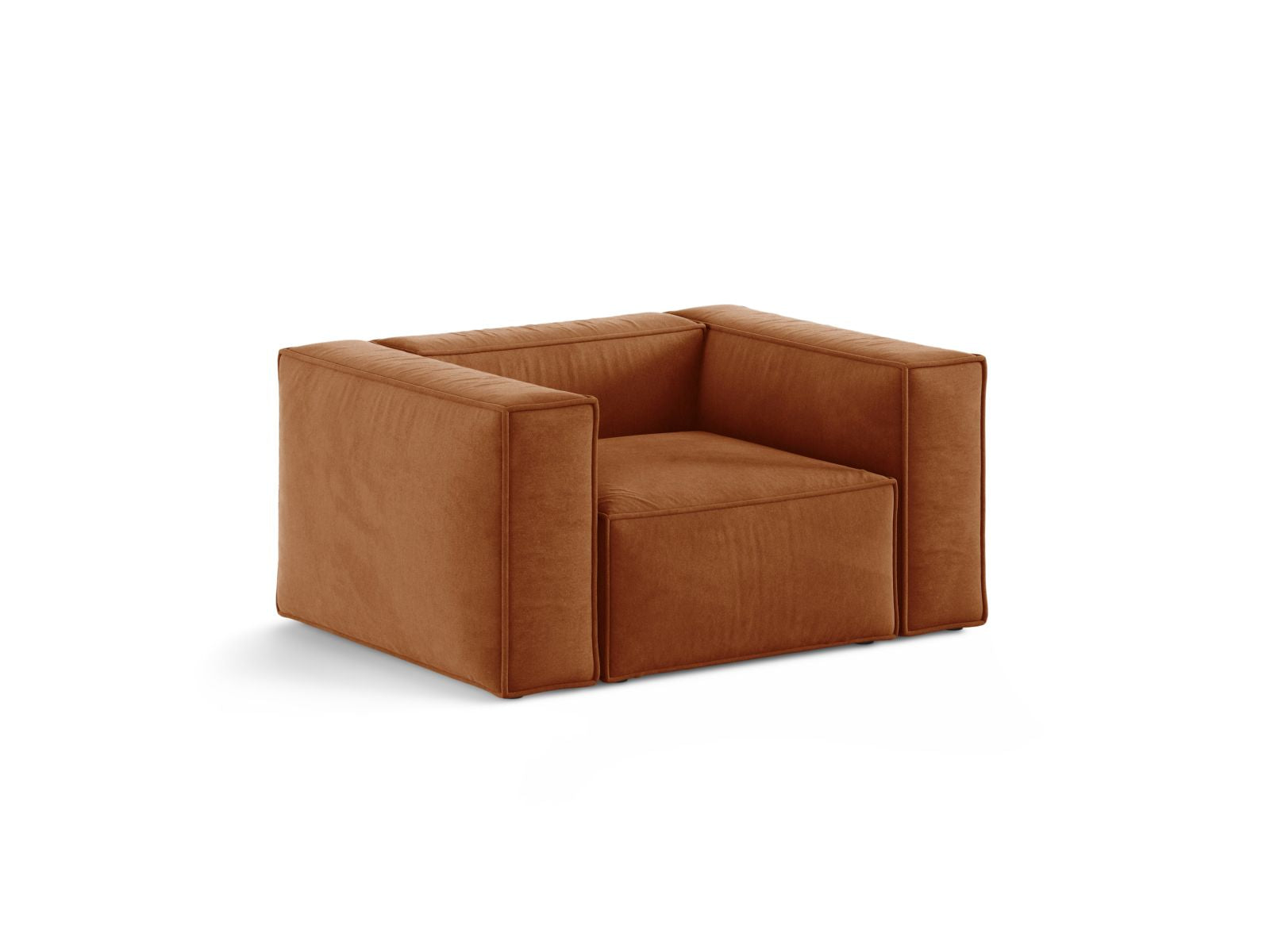 Eleganter 1-Sitzer Sessel Aveiro in warmem Terracotta, ideal für stilvolle Wohnräume, präsentiert von Cosmopolitan Design.