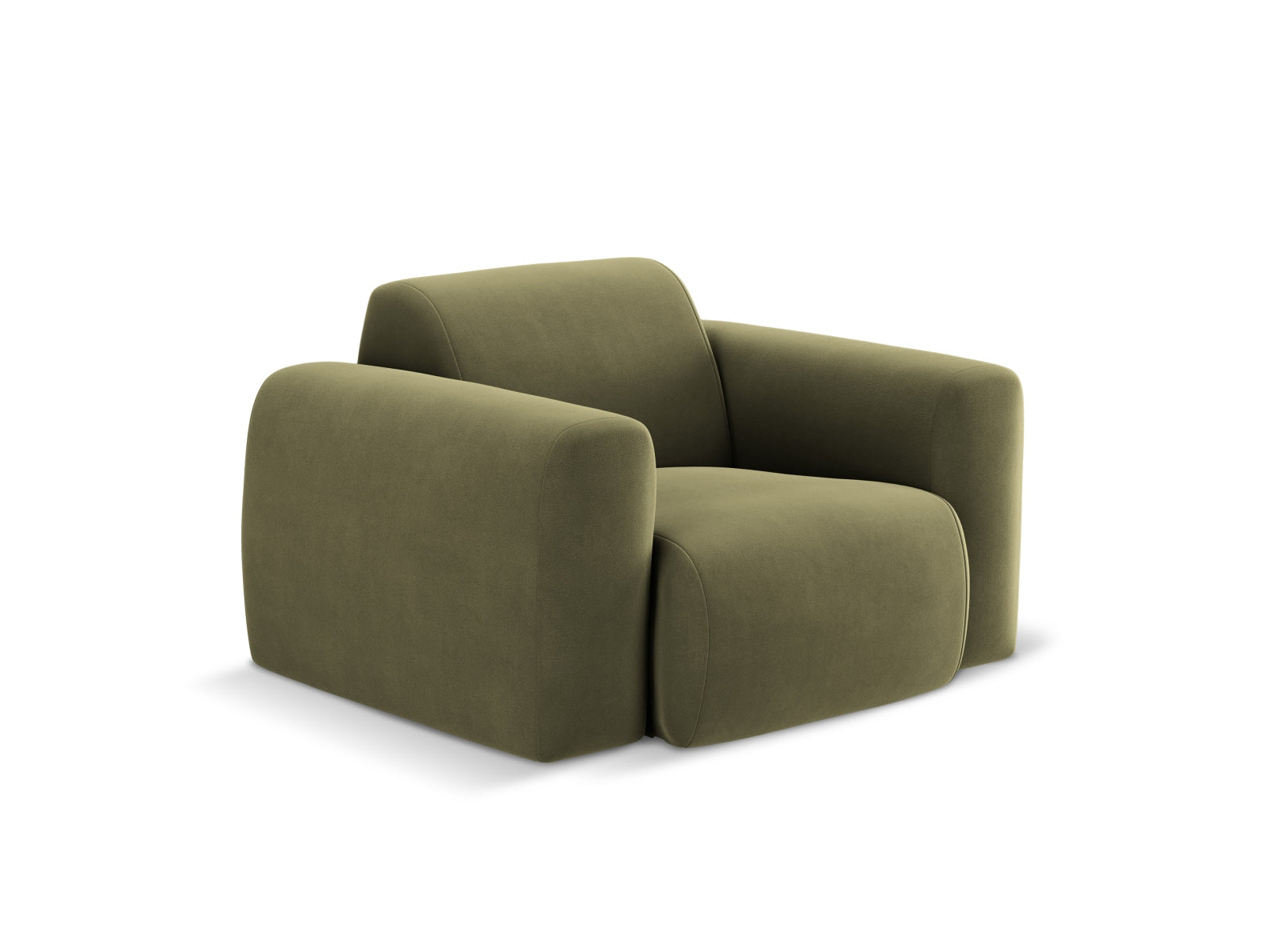 Moderner Nolio Velour Sessel in zartem Hellgrün, perfekt für gemütliche Ecken und stilvolle Akzente in Ihrem Zuhause.