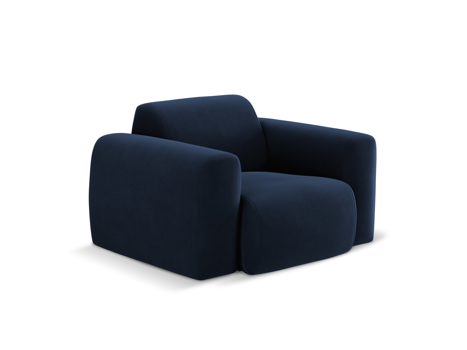 Moderner Nolio Velour Sessel in Royal Blue, 95 cm, perfektes Möbelstück für einladende und stilvolle Wohnambiente von Cosmopolitan Design.