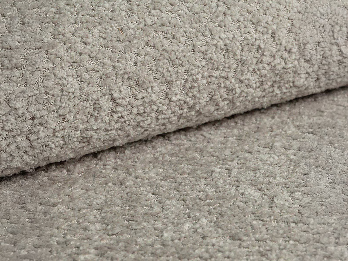 Drehsessel Savona mit Bouclé-Bezug in Ivory-Coral, Gestell aus Massivholz Kiefer, stoffbezogene Beine, moderne runde Form.