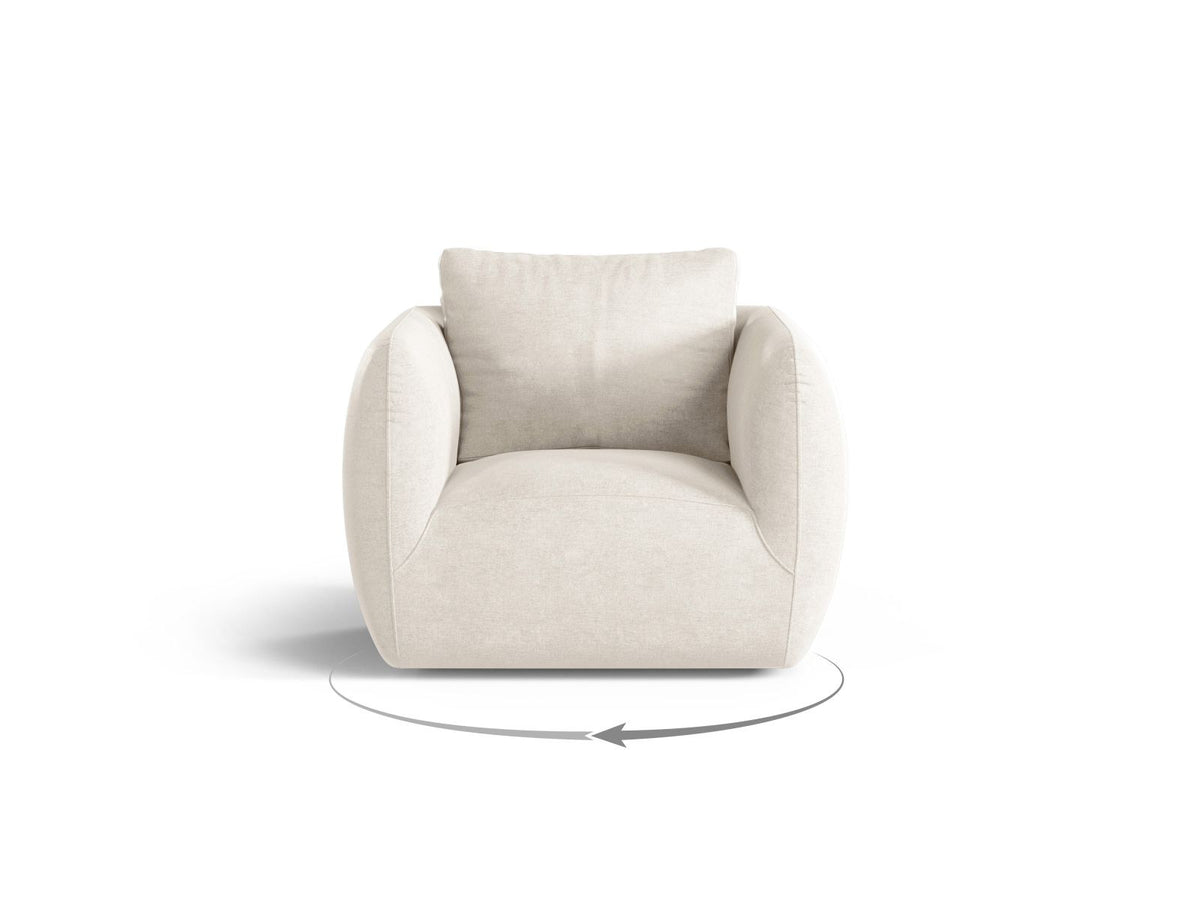Nimes 1-Sitzer Sessel von Cosmopolitan Design in Ivory-Wind, Polsterstoff Wind mit Flor, Kiefernholzgestell und silberfarbenen Metallbeinen.