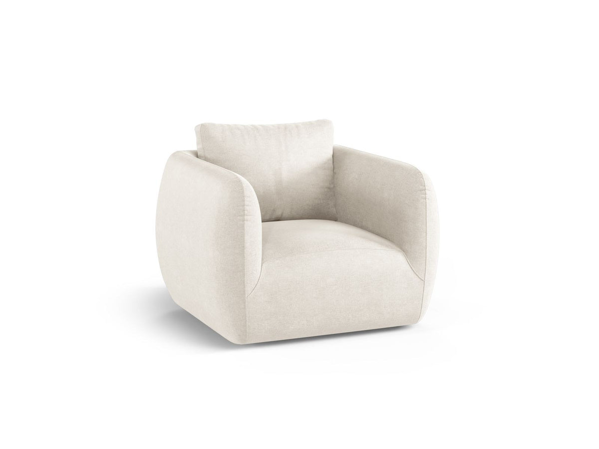 Nimes 1-Sitzer Sessel von Cosmopolitan Design in Ivory-Wind, Polsterstoff Wind mit Flor, Kiefernholzgestell und silberfarbenen Metallbeinen.