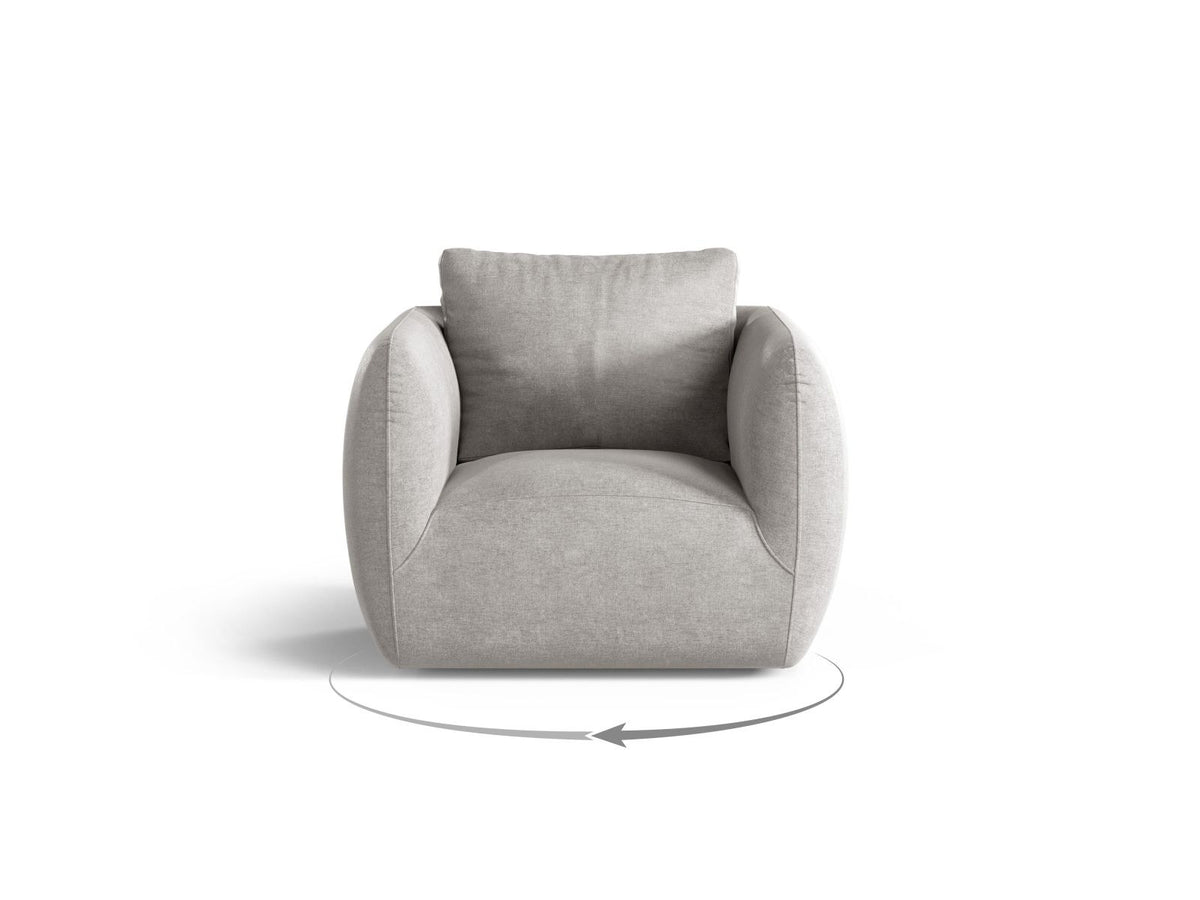 Nimes 1-Sitzer Sessel von Cosmopolitan Design in Ivory-Wind, Polsterstoff Wind mit Flor, Kiefernholzgestell und silberfarbenen Metallbeinen.